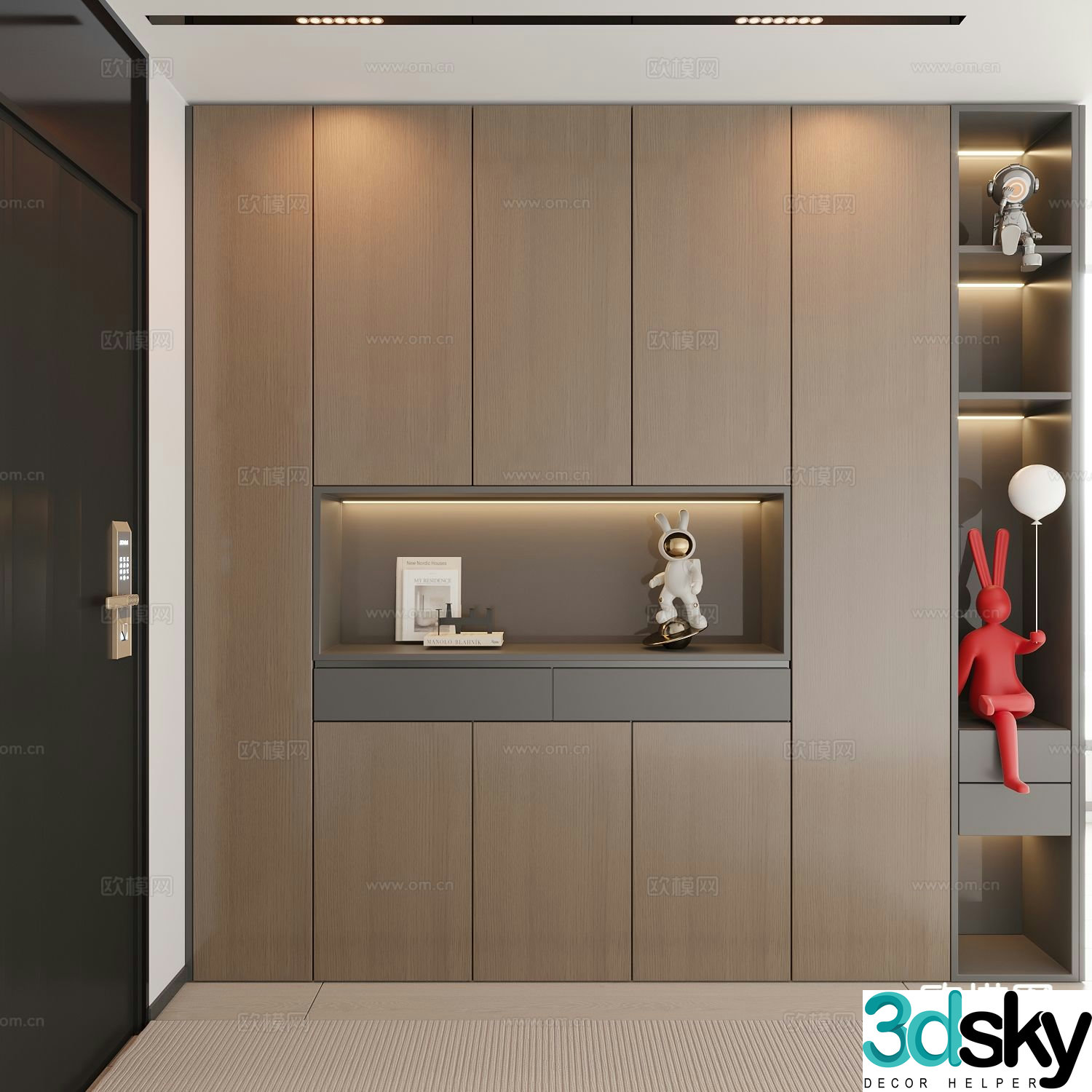 Italian style custom entrance cabinet entrance shoe cabinet 3D model