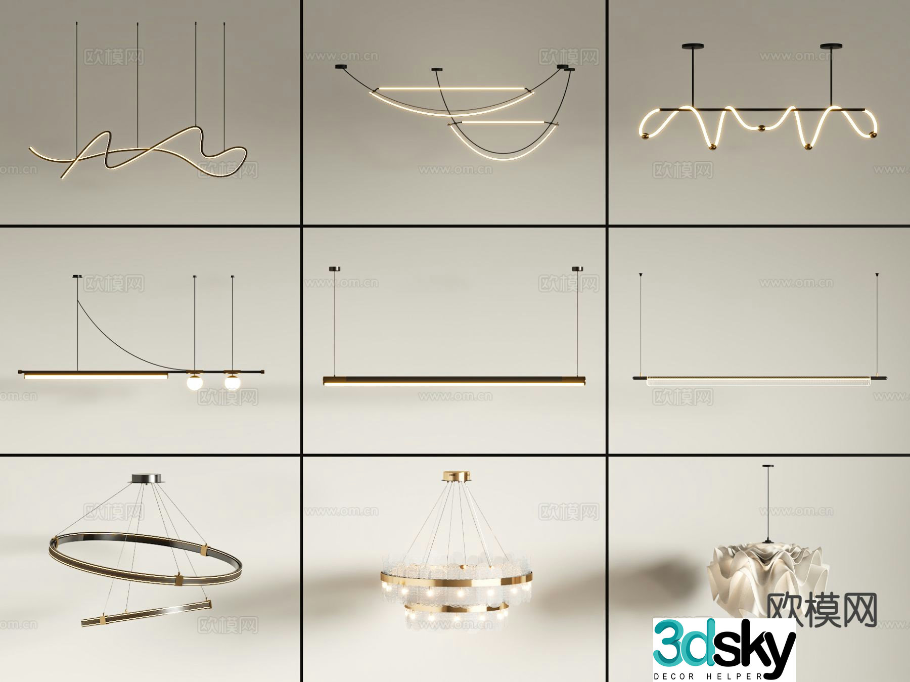Modern creative chandelier 3d model
