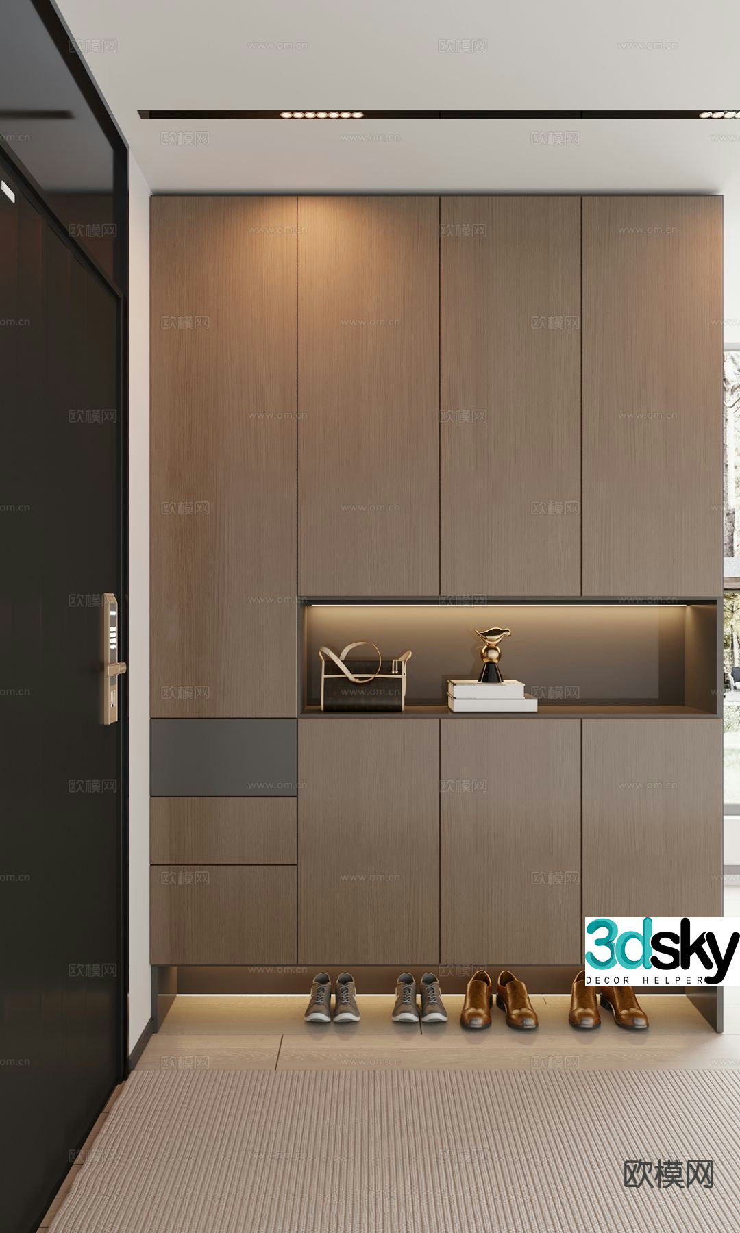 Italian style entrance shoe cabinet 3D model
