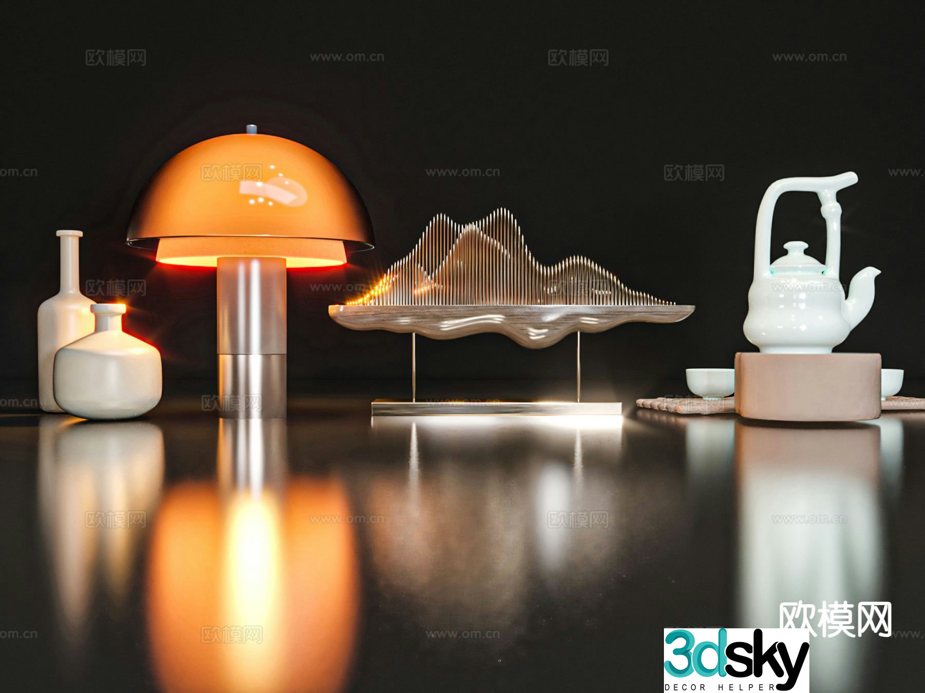 New Chinese style jewelry table lamp 3D model