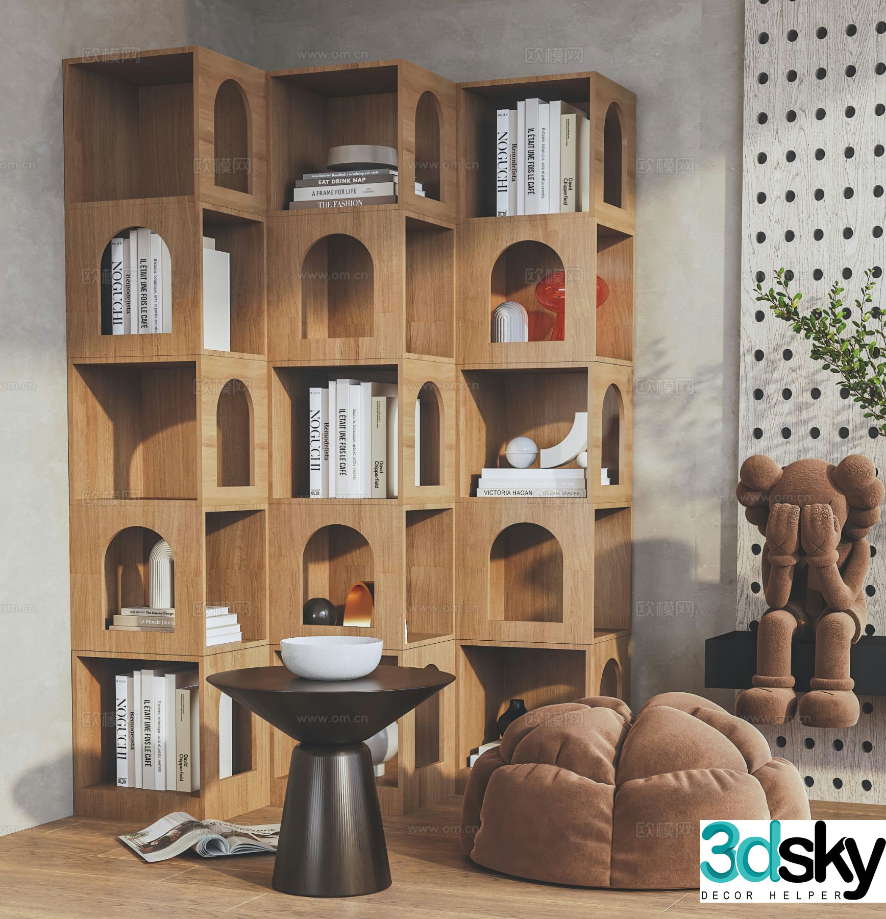 Modern corner bookcase shape bookcase 3d model