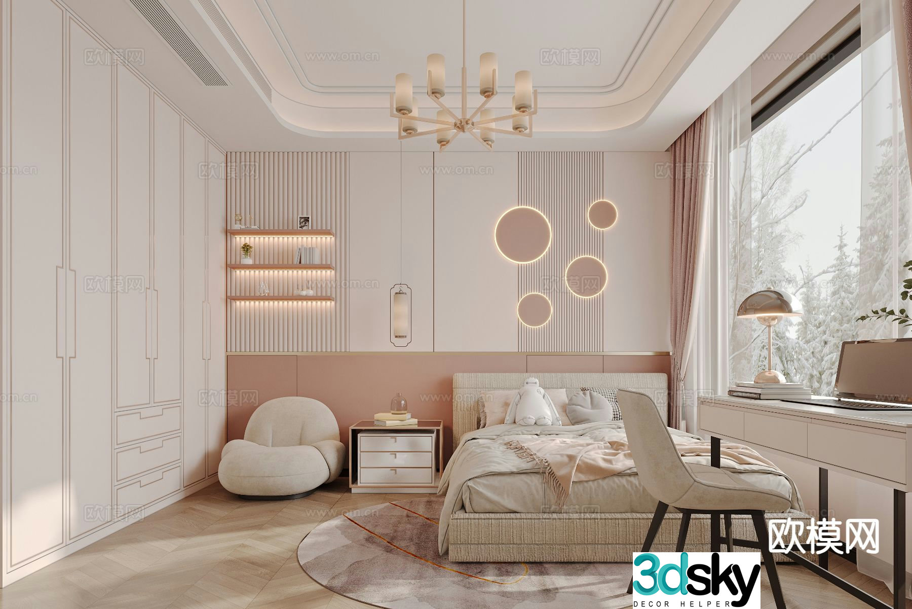 New Chinese style daughter’s room child’s room children’s room 3D model