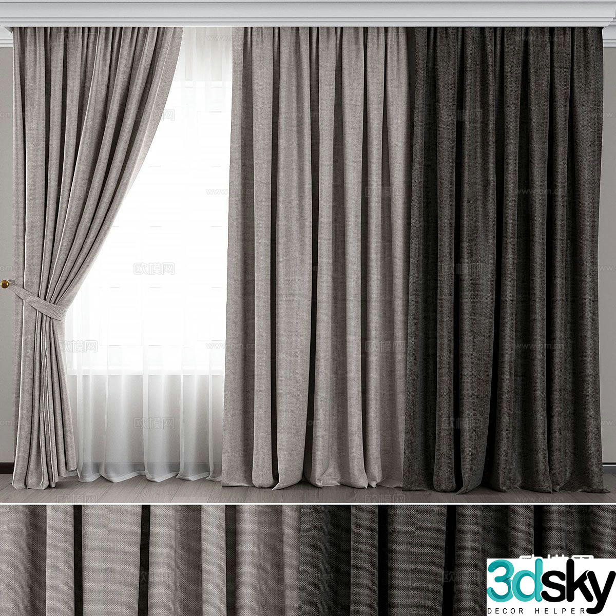 curtain curtain gauze curtain 3d model