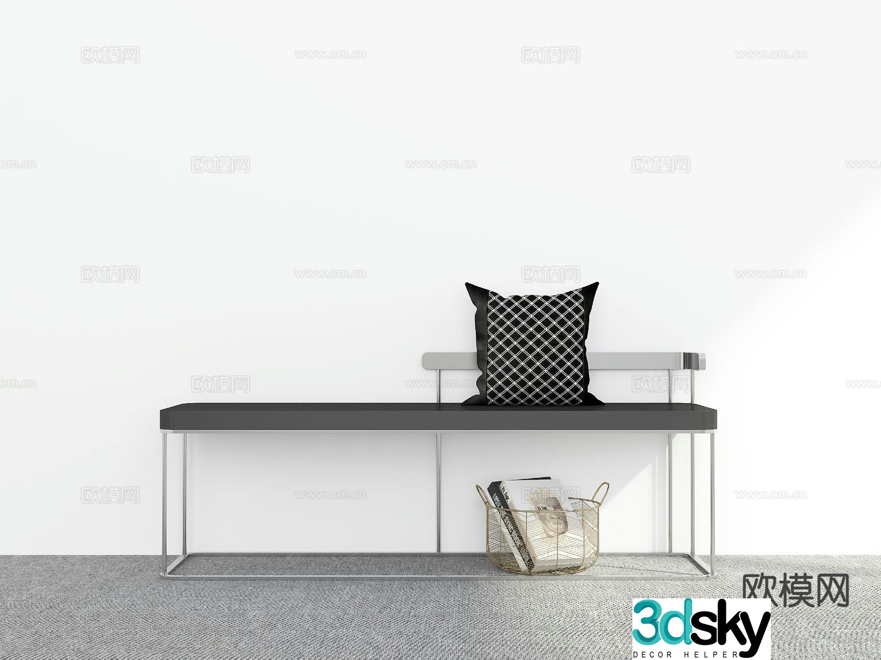 Modern shoe changing stool bench stool 3d model
