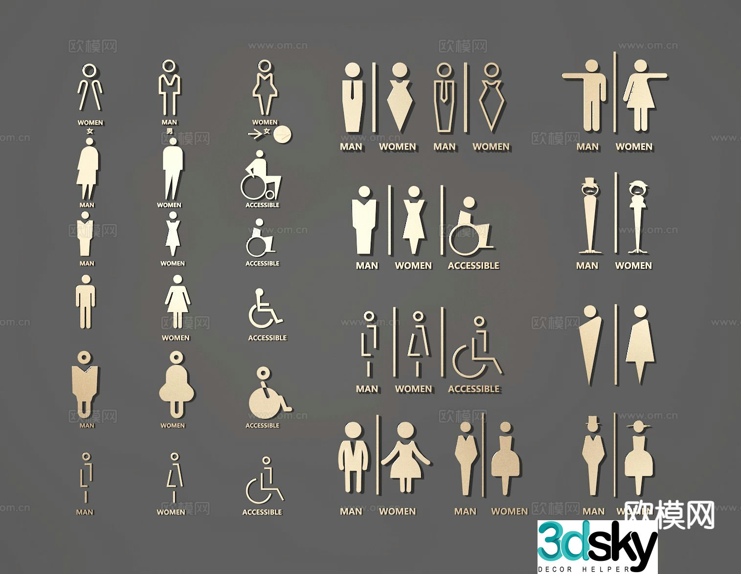 Bathroom sign 3d model