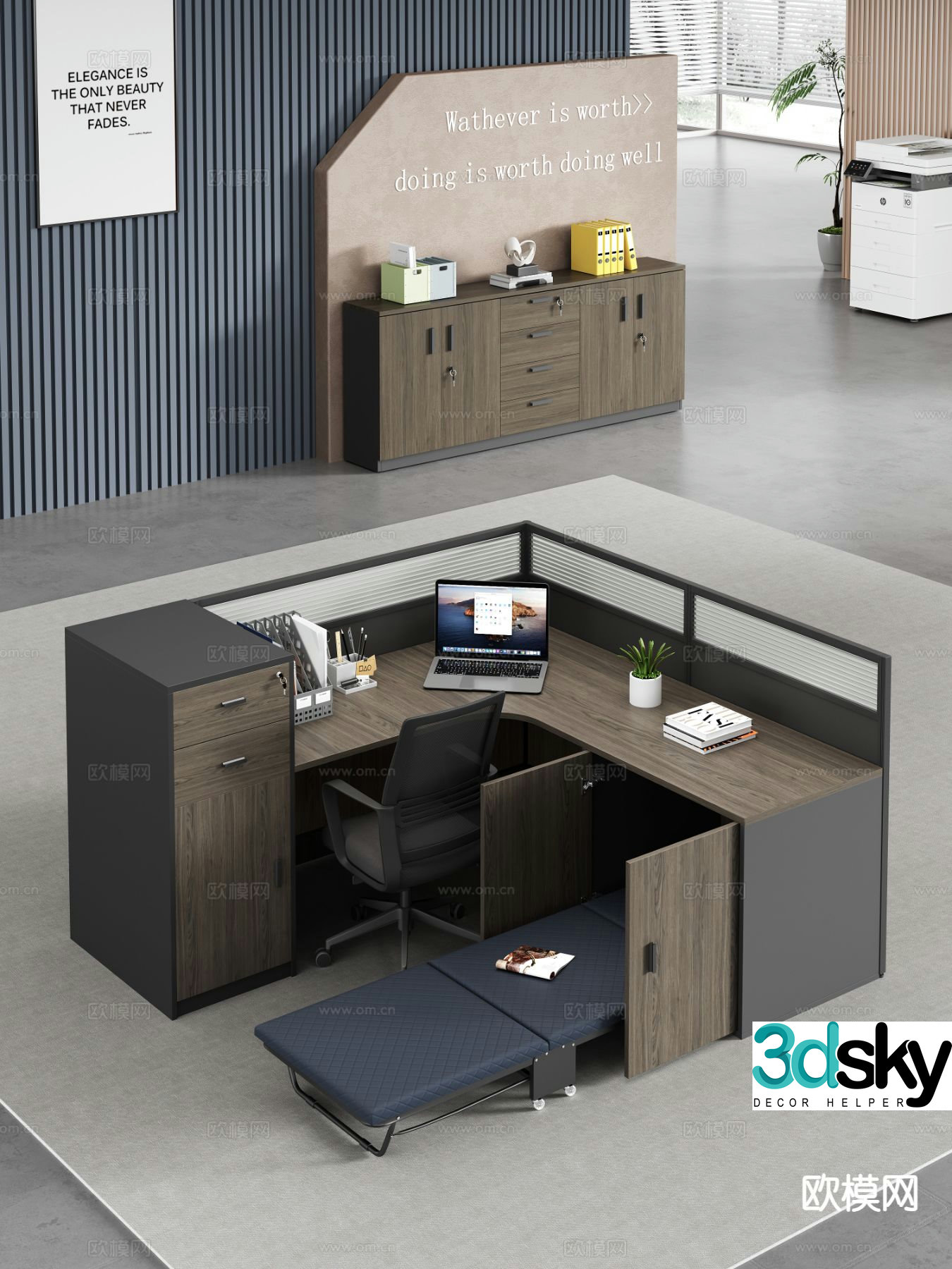 Modern desk staff desk staff desk 3d model