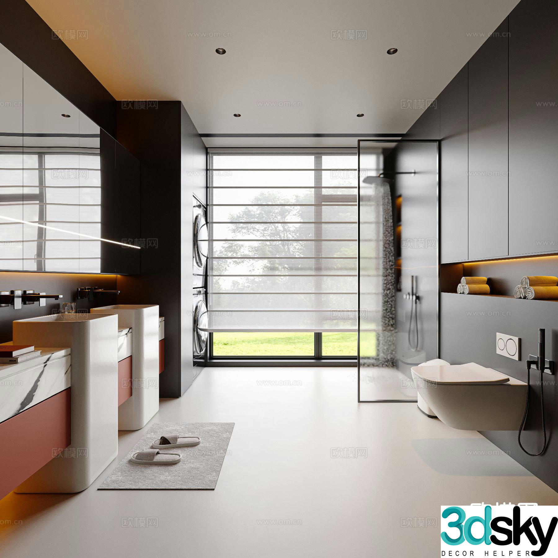 Italian style bathroom dry and wet separated bathroom bathroom 3d model