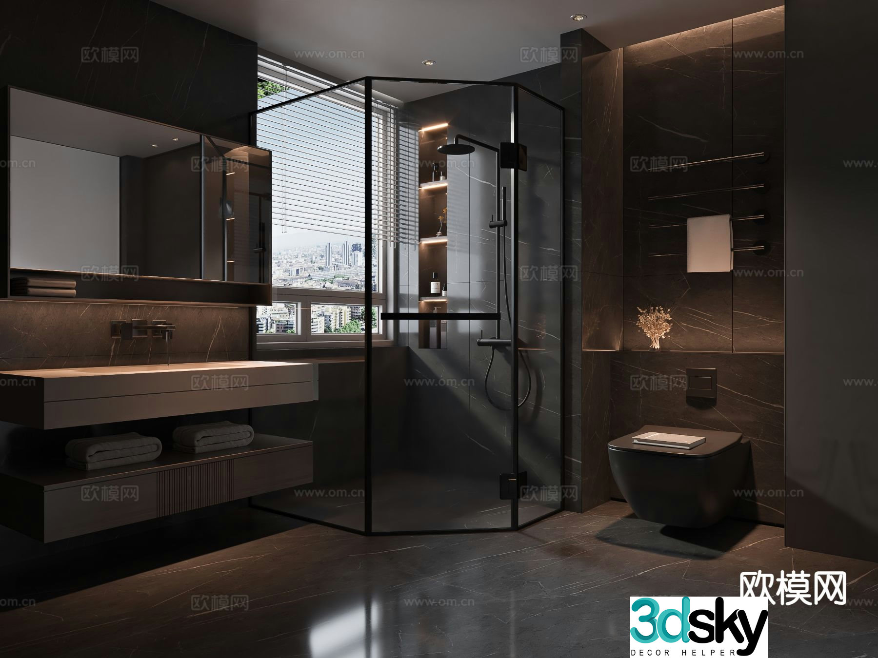 Dark style bathroom bathroom 3d model