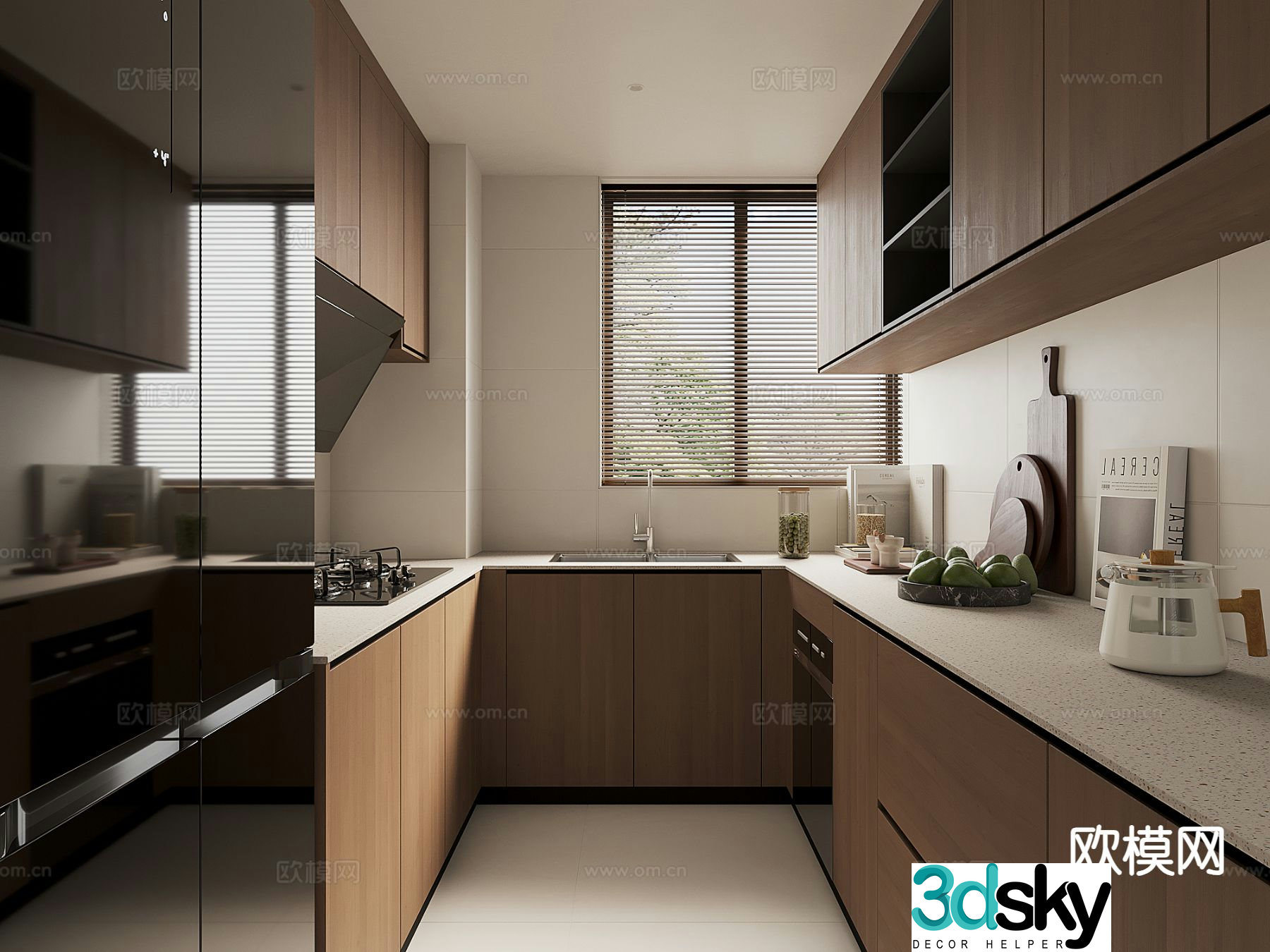 Log style kitchen 3d model