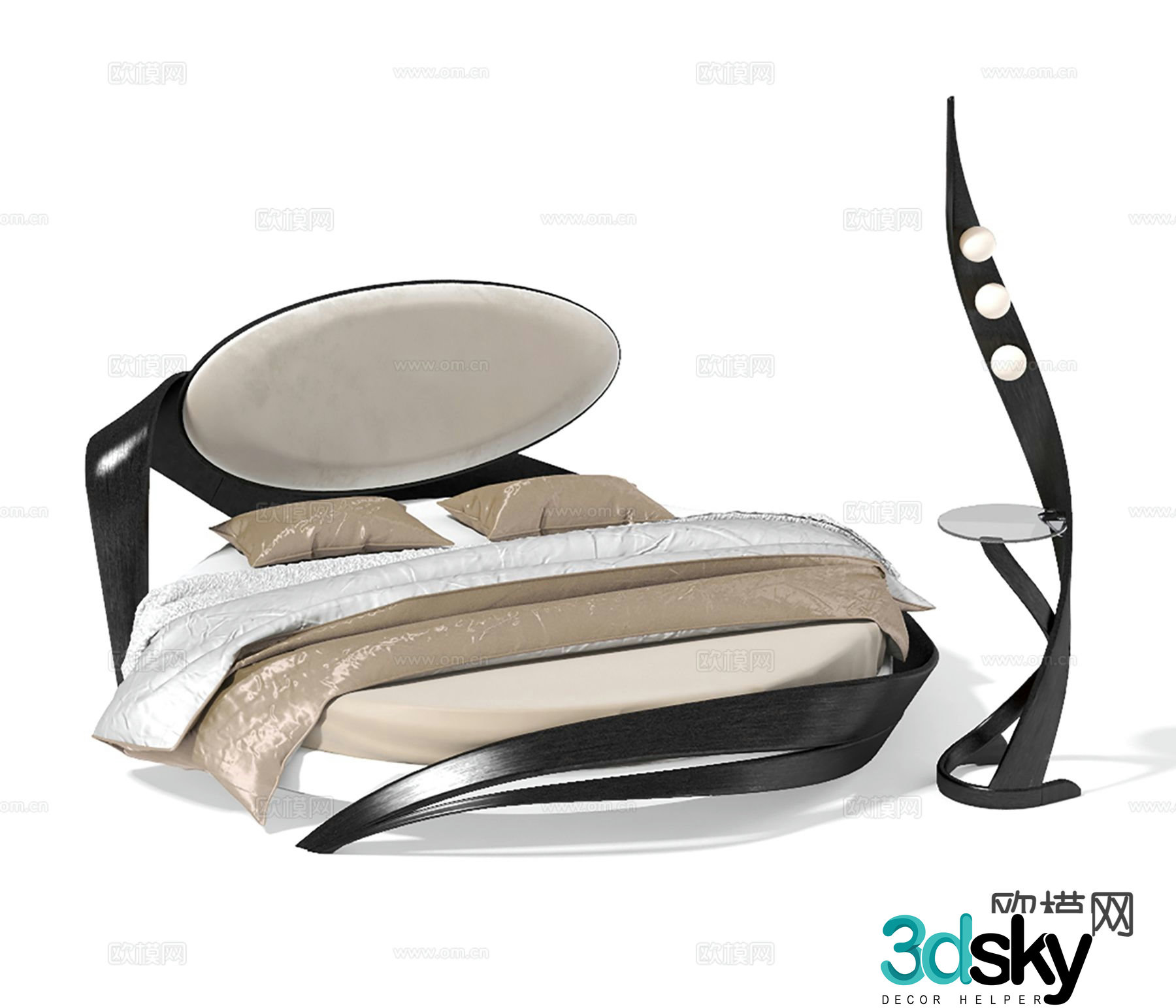 Modern double bed 3d model