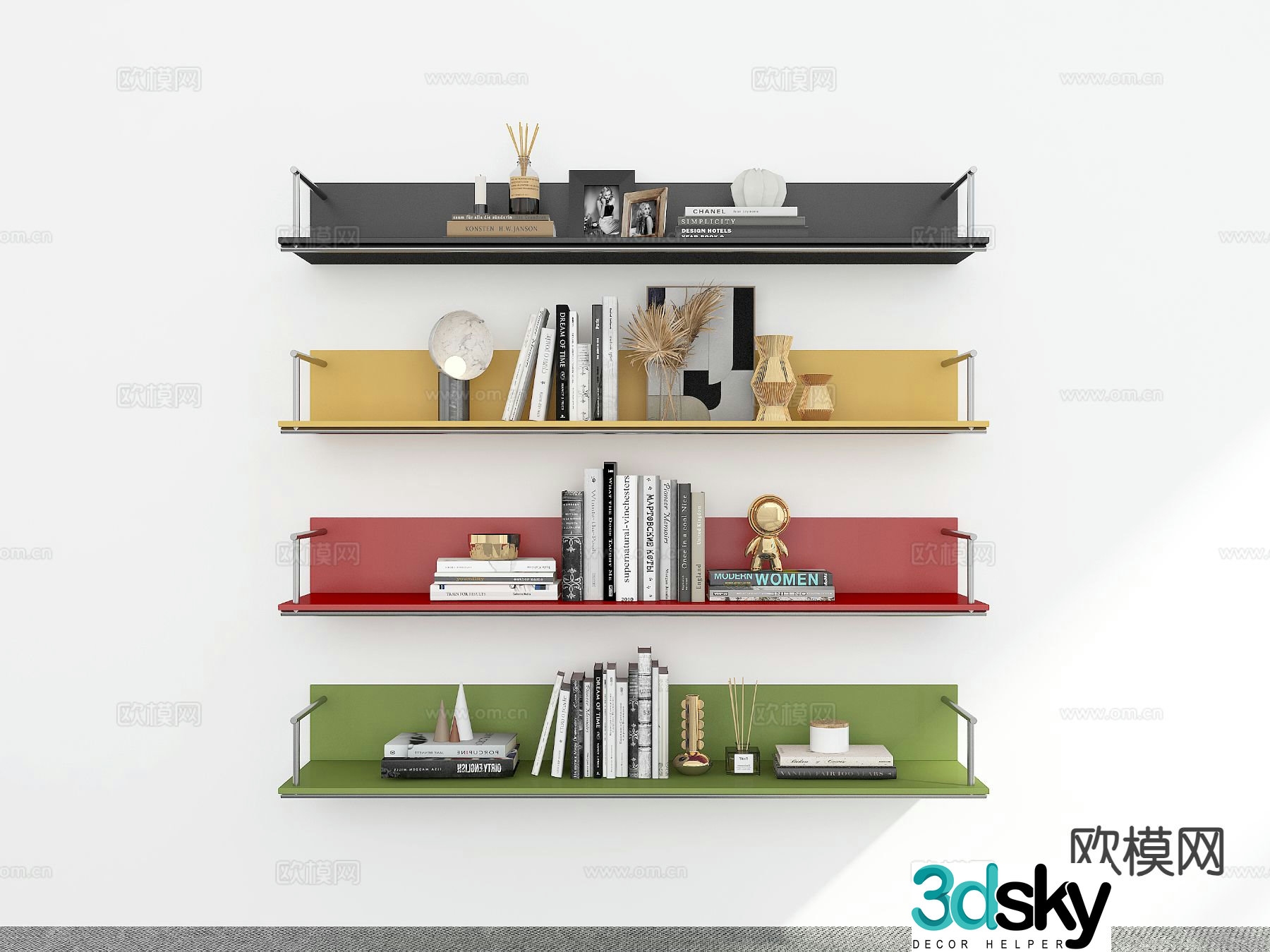 Modern bookshelf 3d model