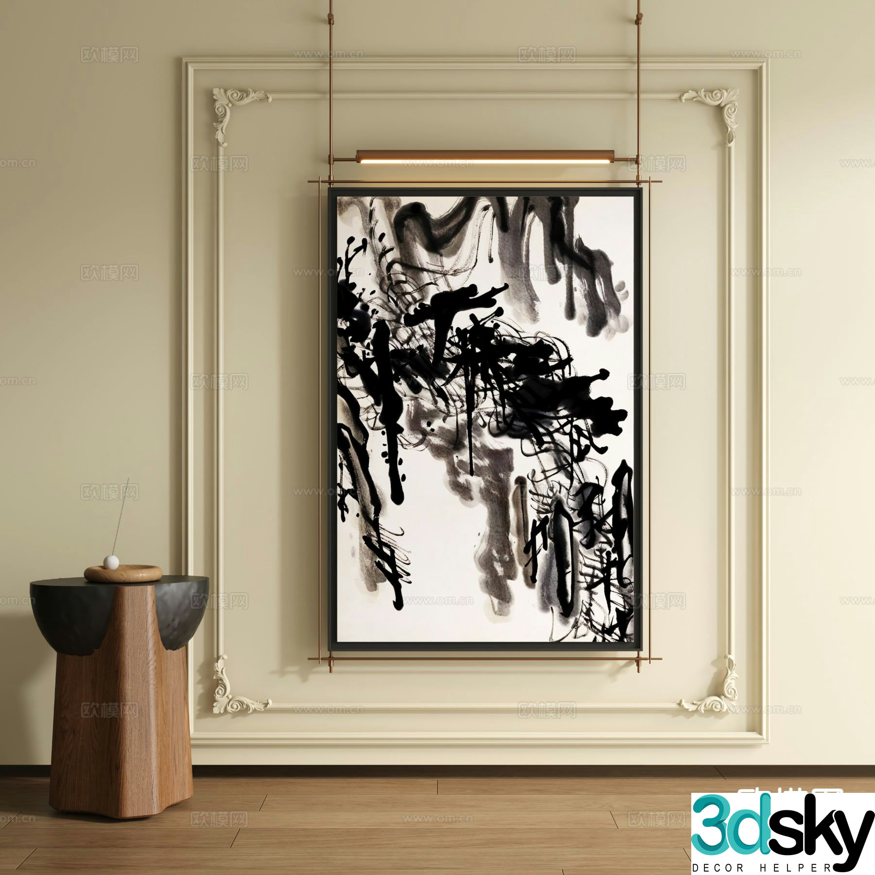 Medieval style art painting decorative painting 3d model