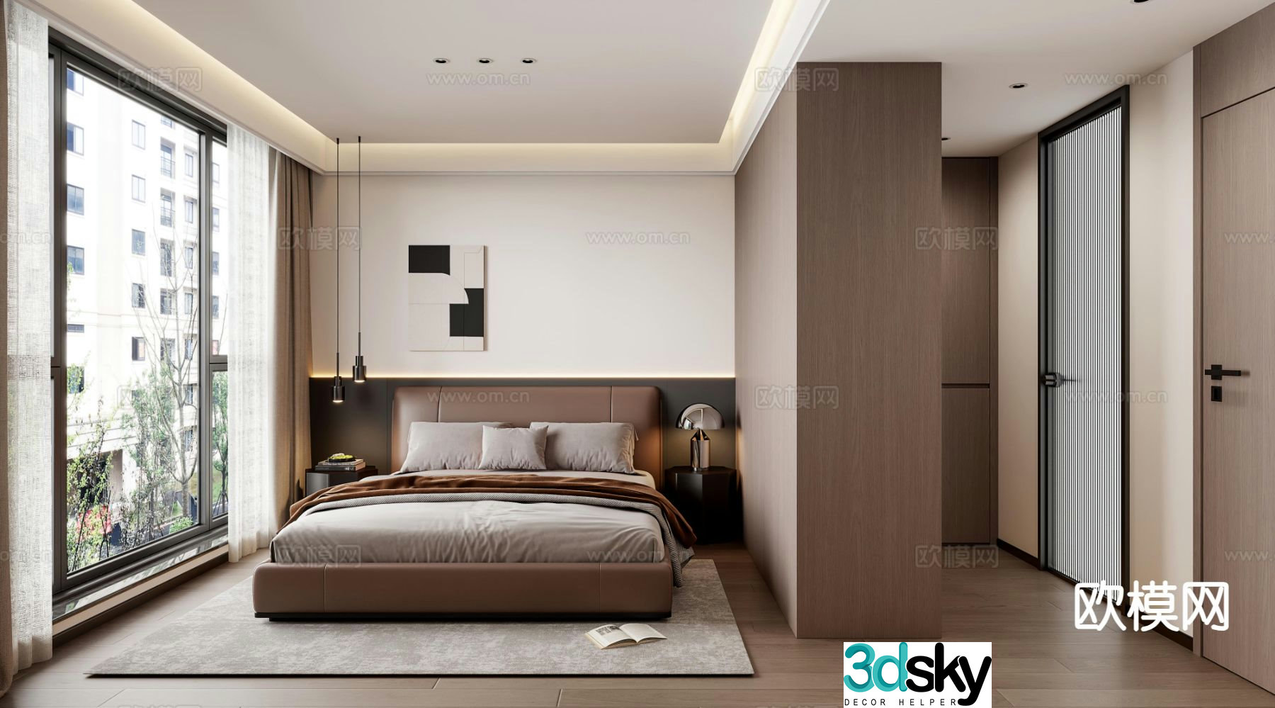 Italian style bedroom master bedroom dressing room 3d model
