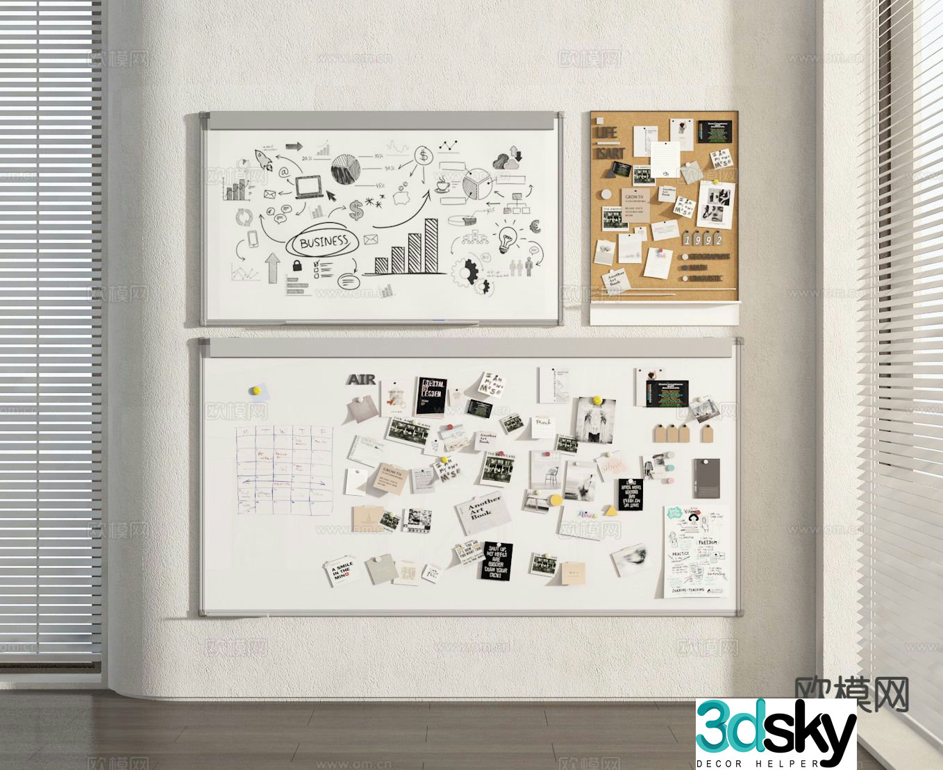 Note wall whiteboard photo wall 3d model