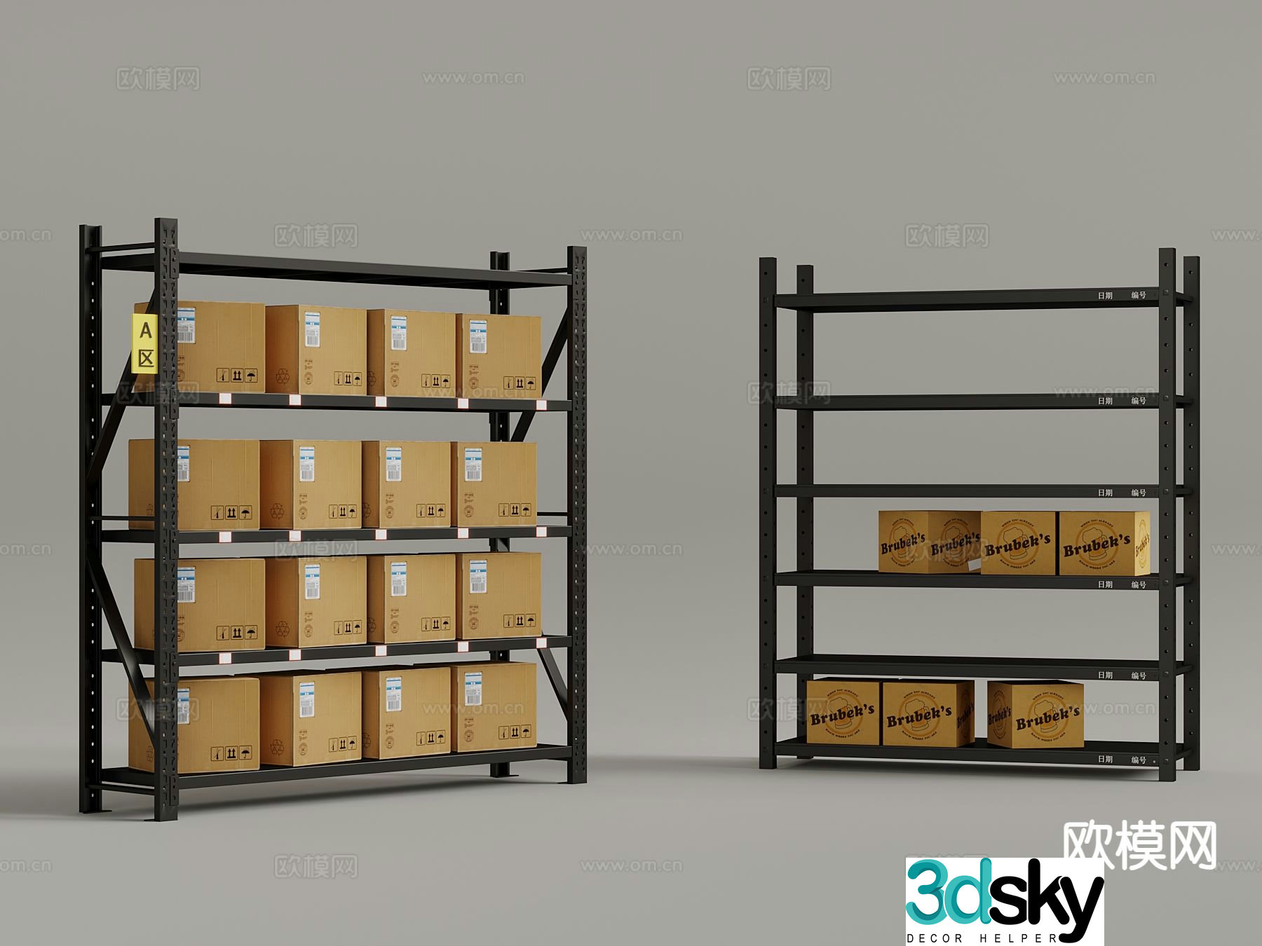 Warehouse shelves locker 3d model