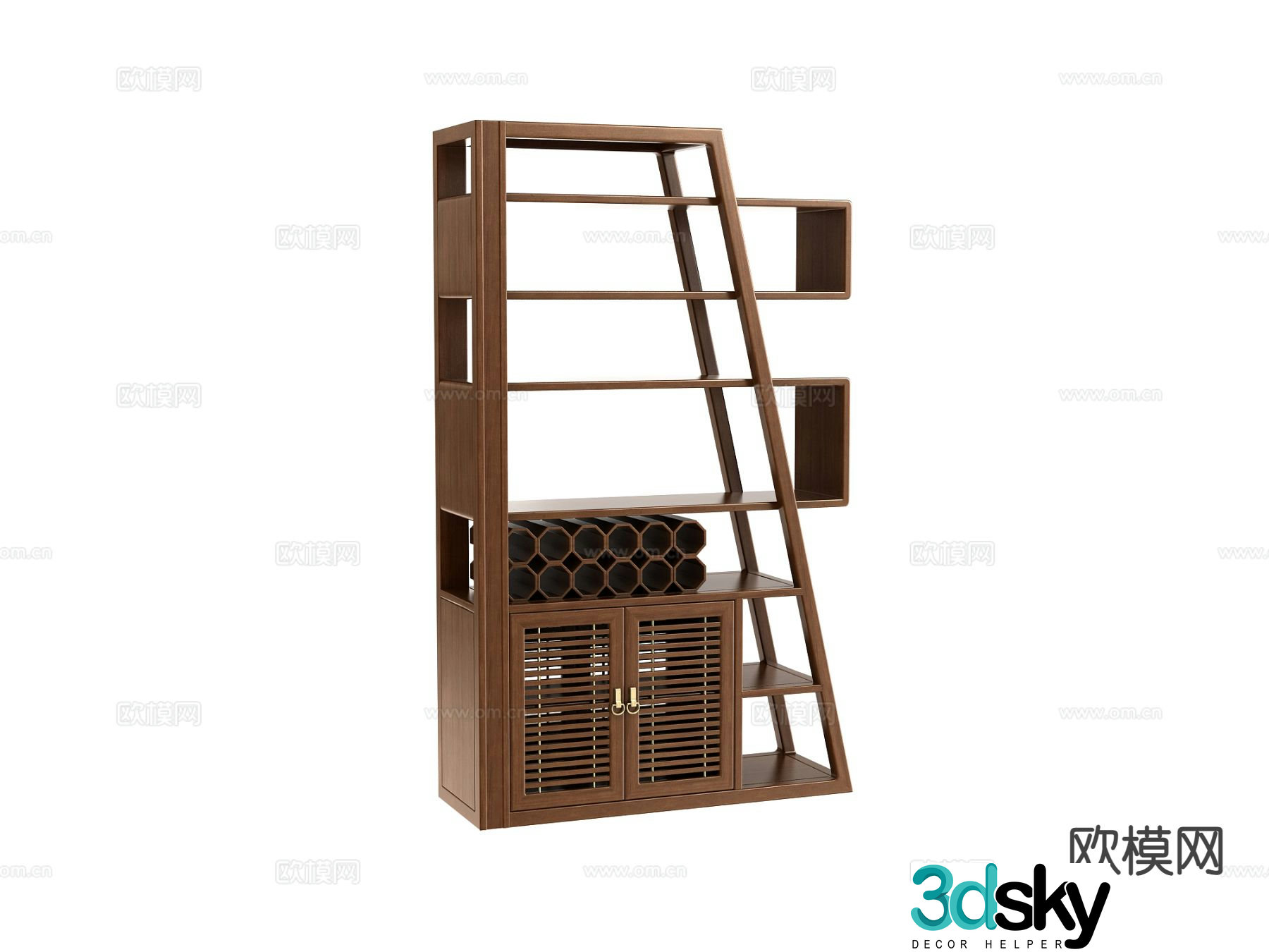New Chinese style wine cabinet finished wine cabinet 3d model