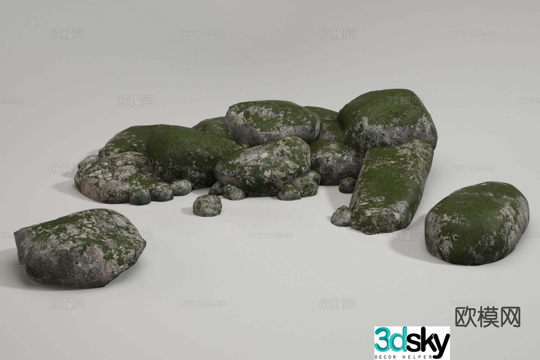 stone moss stone rock stones stone pile stone pile 3d model