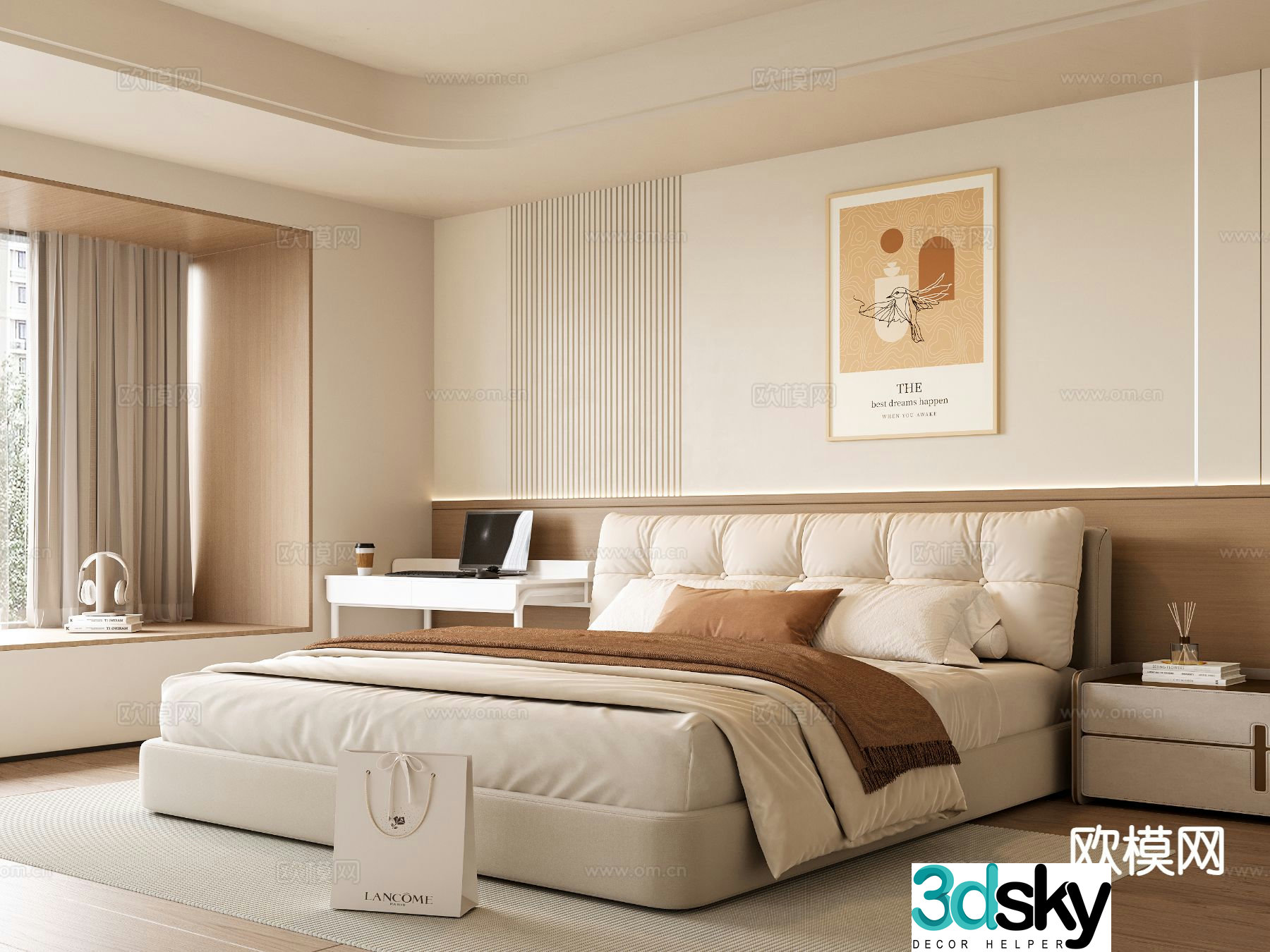 Cream style bedroom master bedroom 3d model