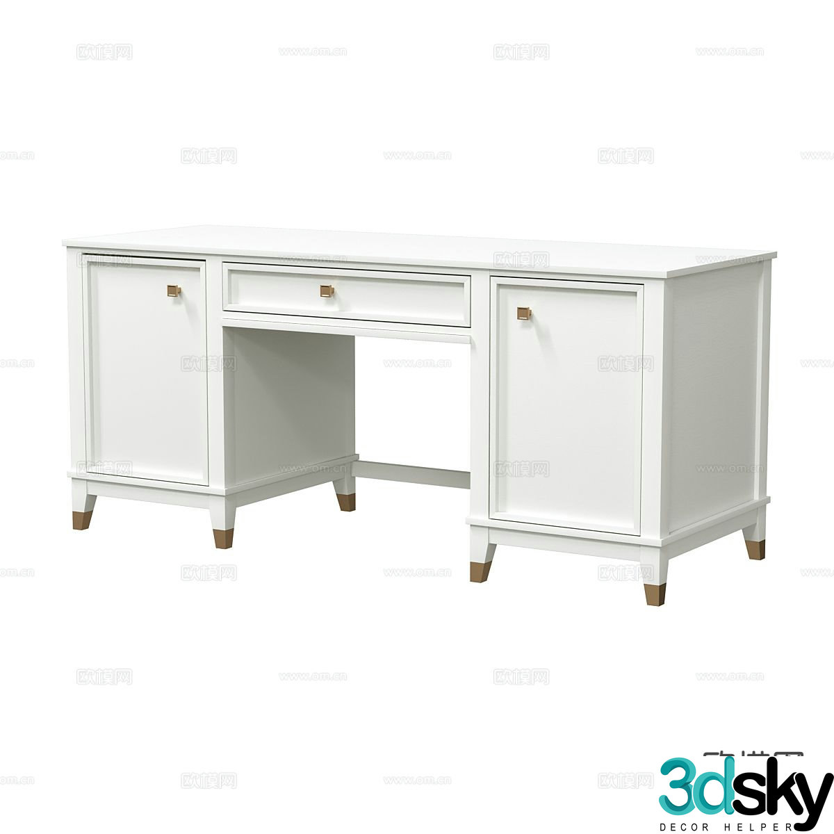 Simple European desk 3d model