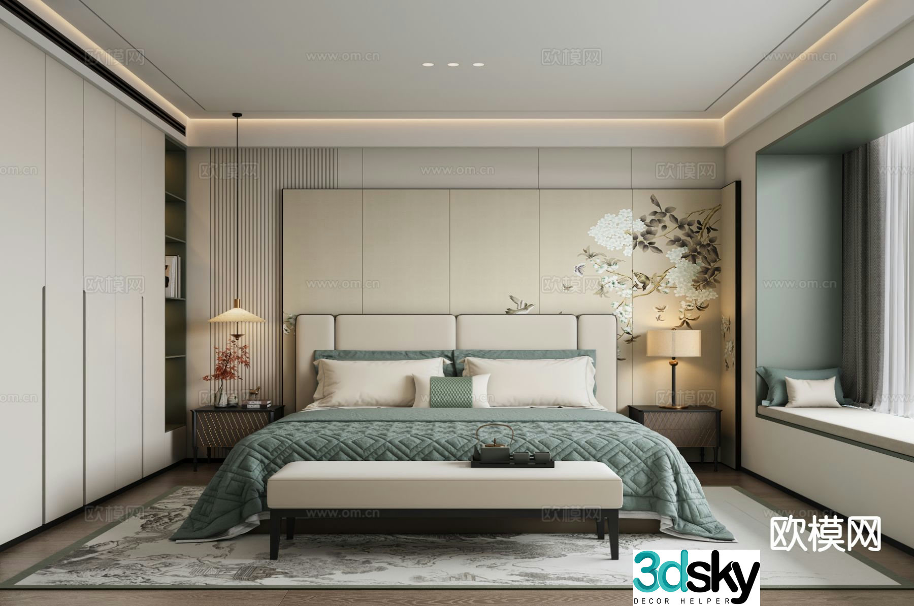 New Chinese style bedroom elders room 3d model