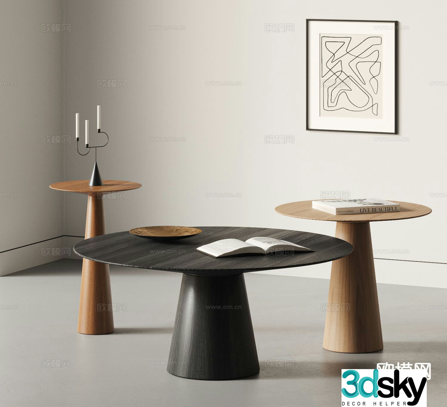Modern double coffee table 3d model