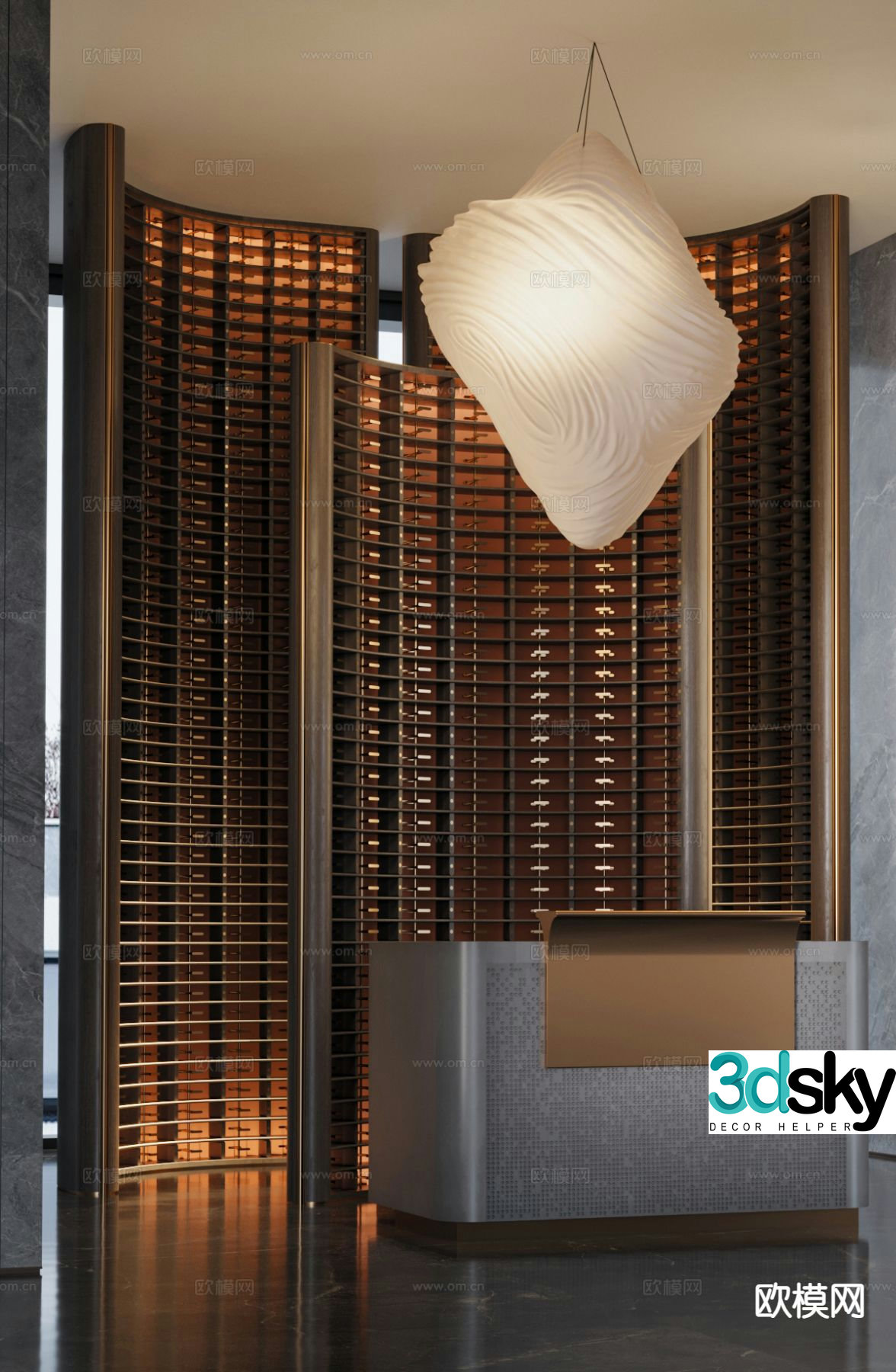 Modern sales office front desk service desk 3D model