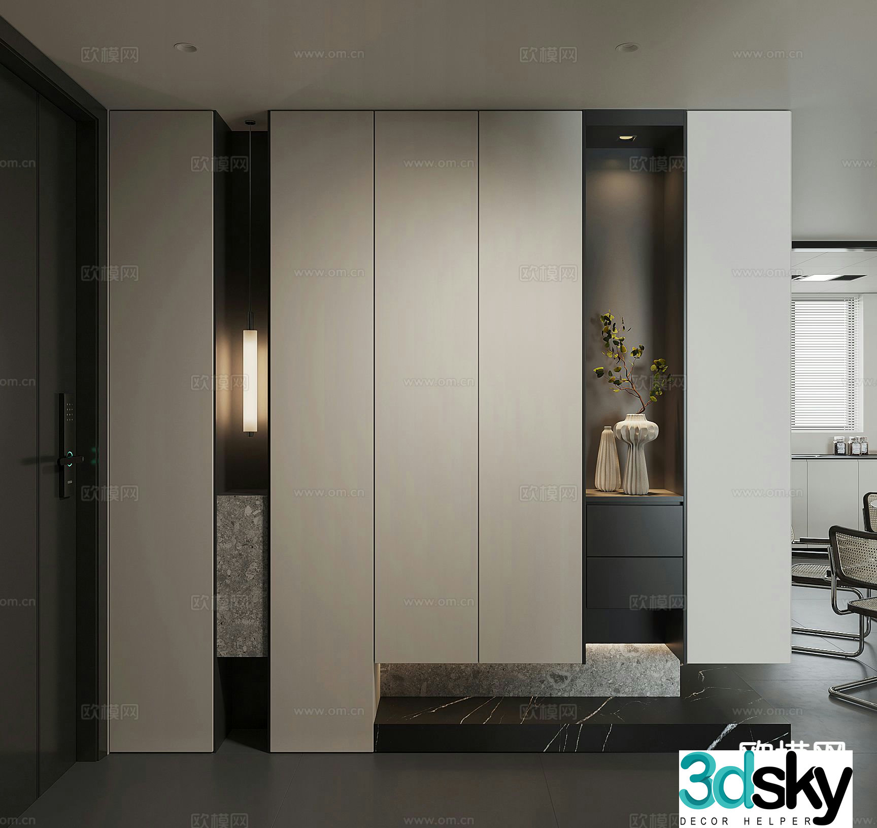 Italian style shoe cabinet home shoe cabinet whole wall cabinet 3D model