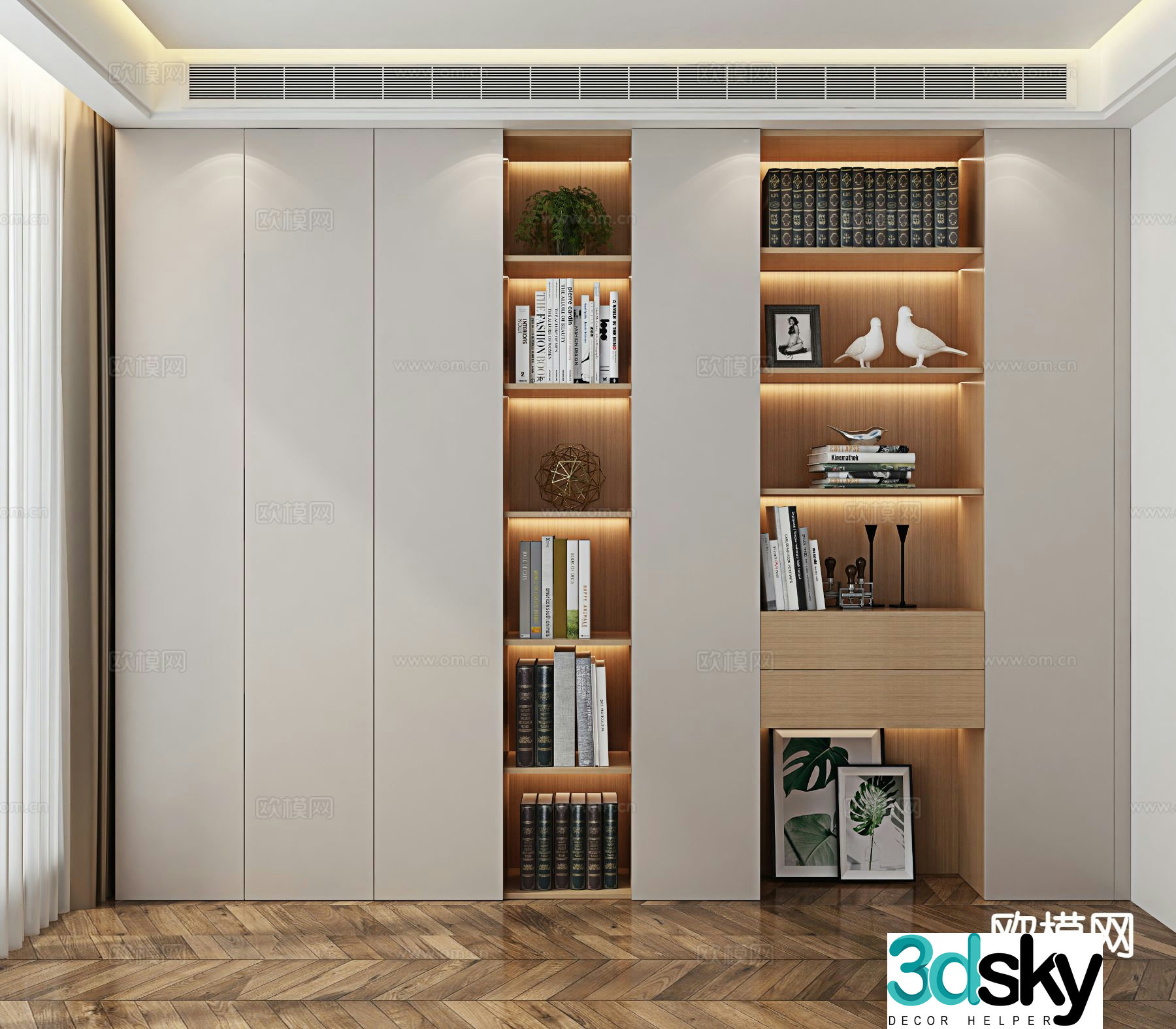Modern bookcase 3d model
