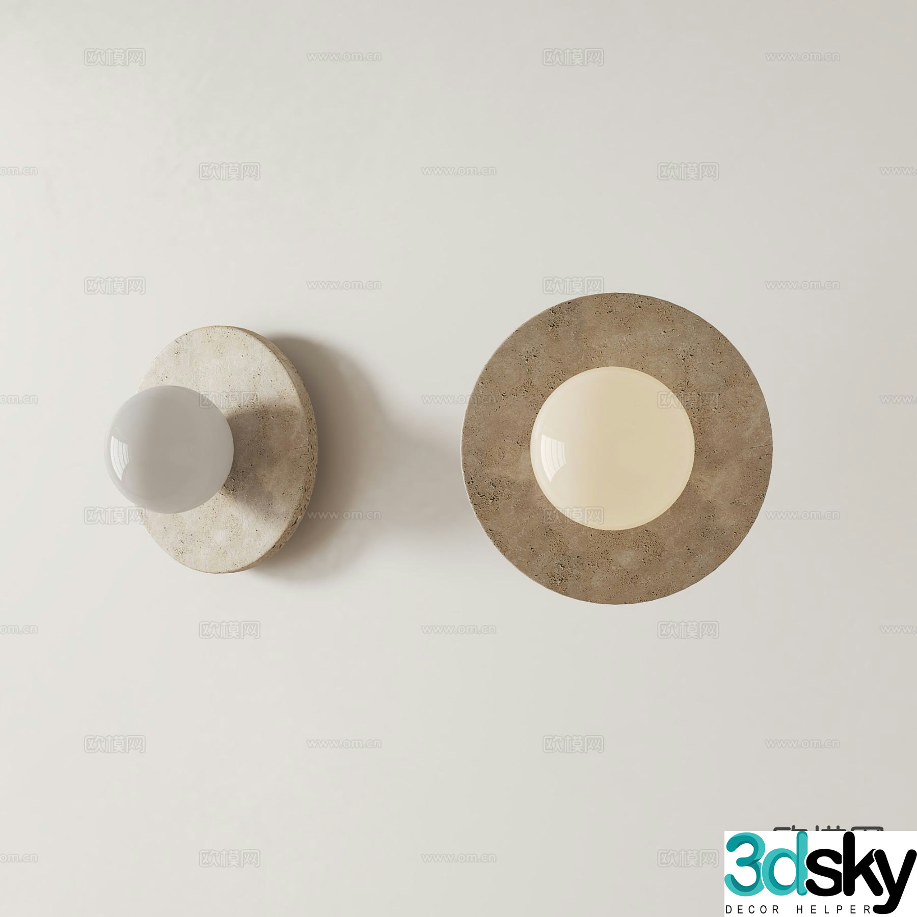 Wabi-sabi wind yellow cave stone wall lamp 3D model