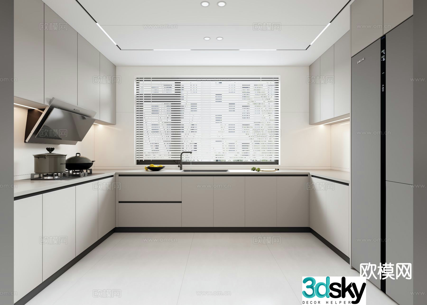 Modern minimalist kitchen 3d model