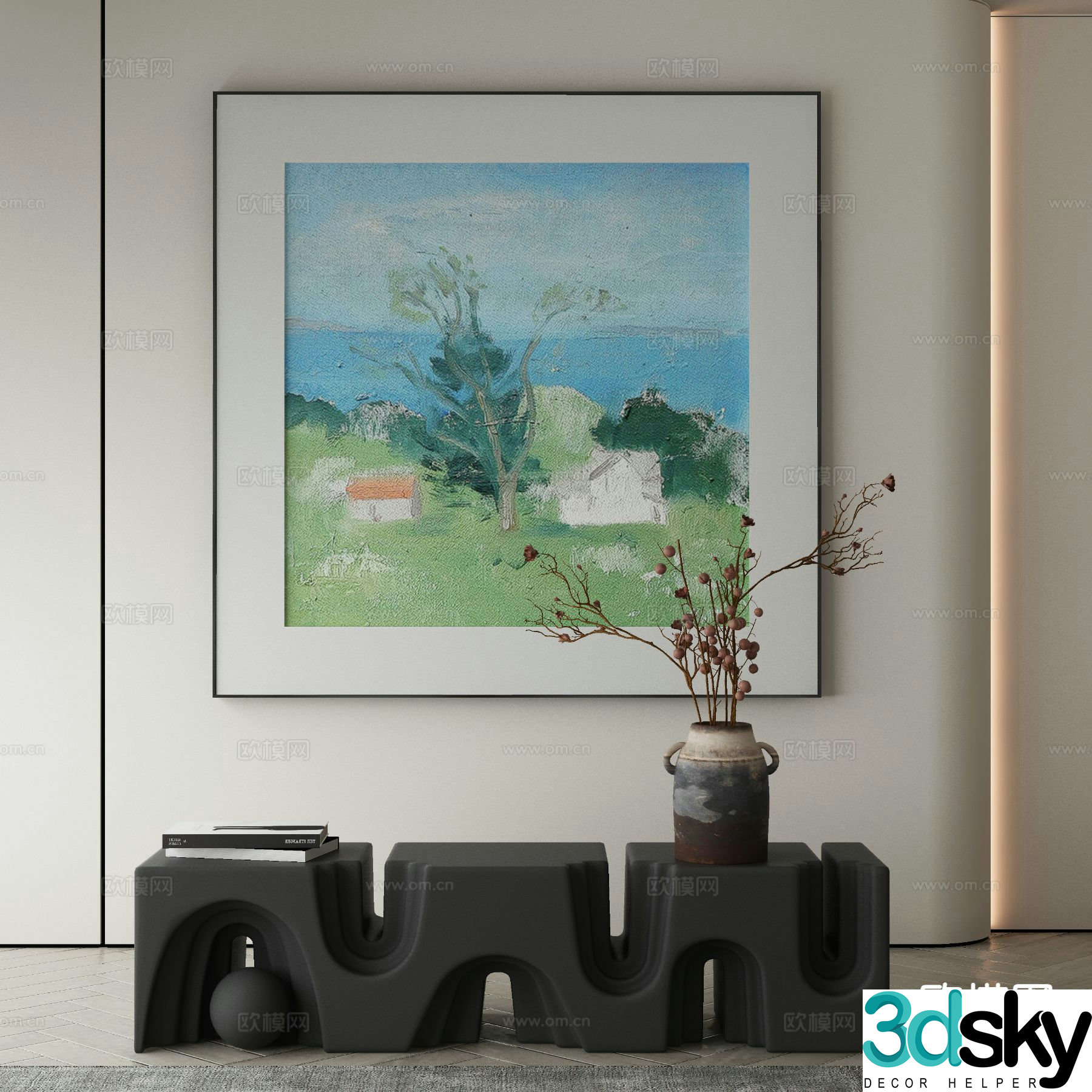 Modern decorative painting landscape oil painting 3d model