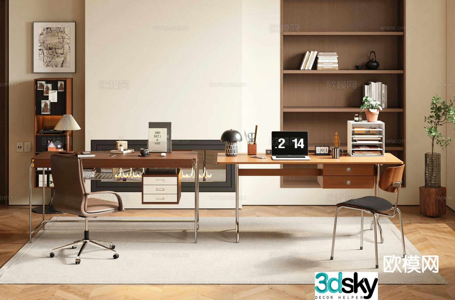 Medieval style desk and chair 3d model