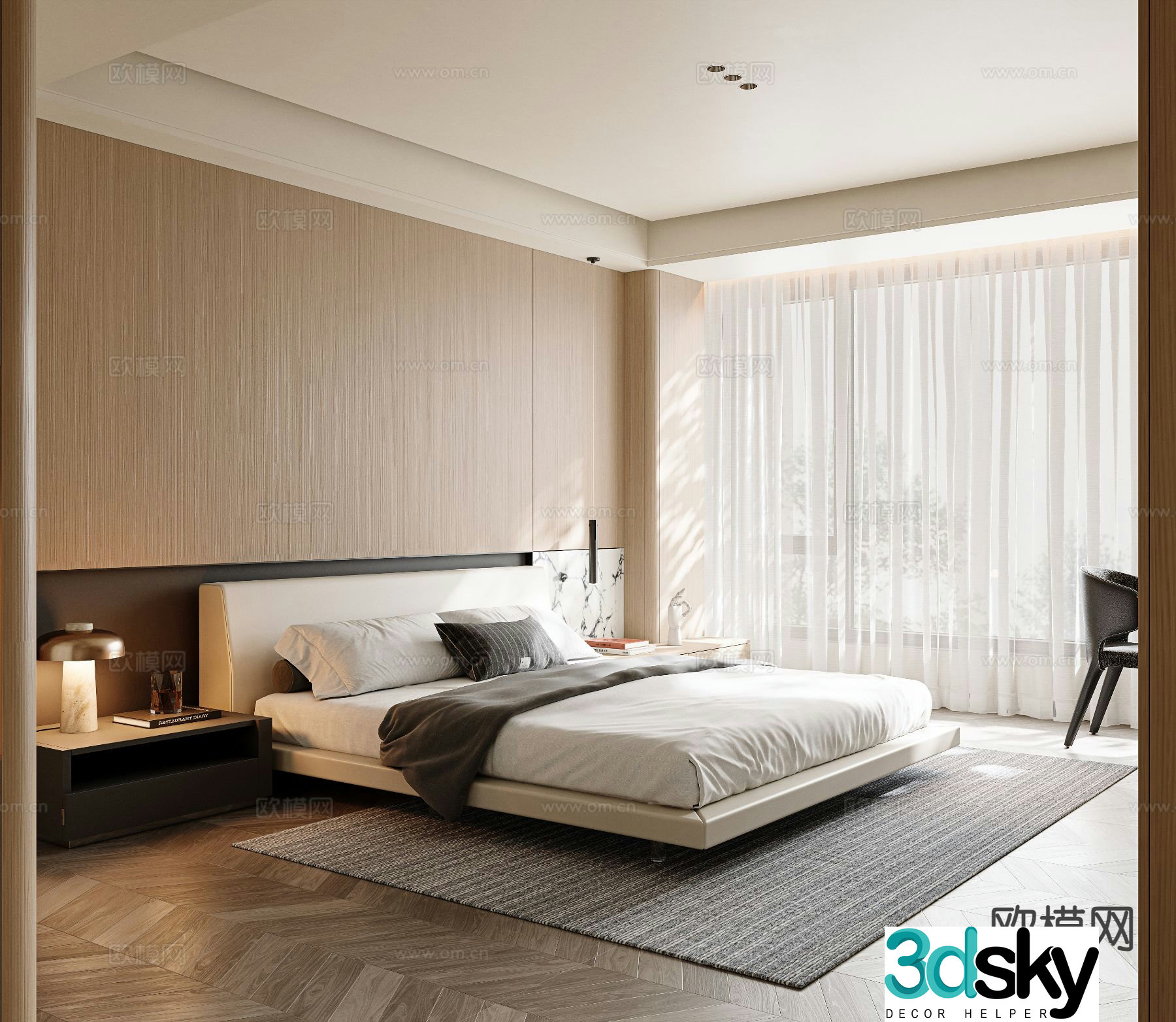 Modern bedroom master bedroom 3d model