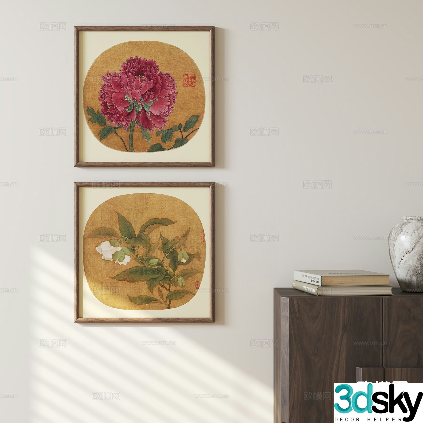 New Chinese style flower hanging painting 3D model