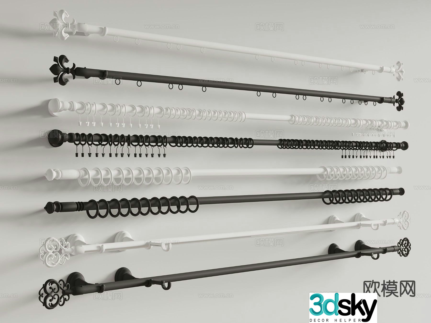 curtain rod roman curtain rod 3d model