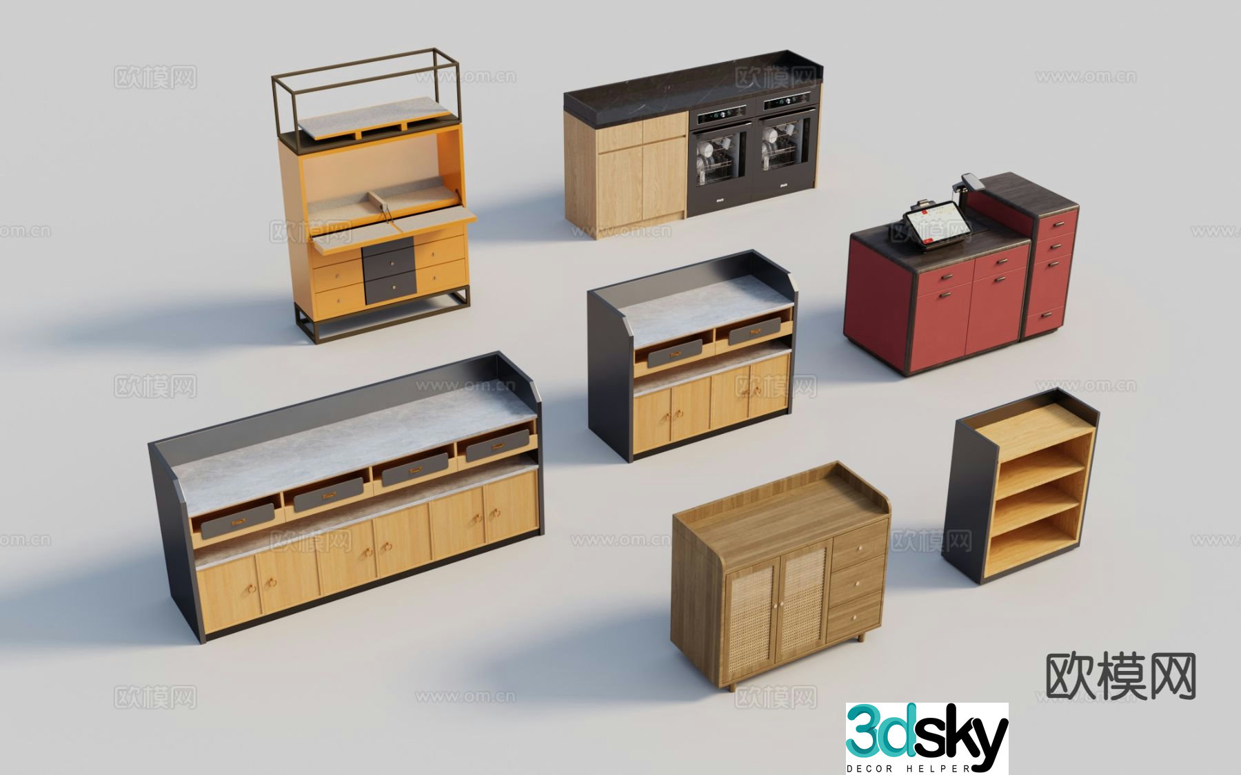 Sideboard condiment table cashier 3D model