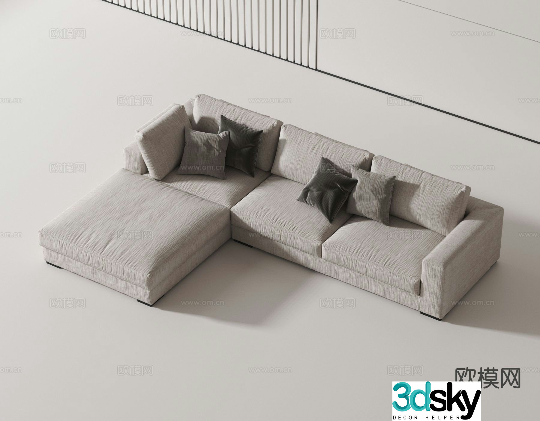 Modern corner sofa multi-person sofa 3d model