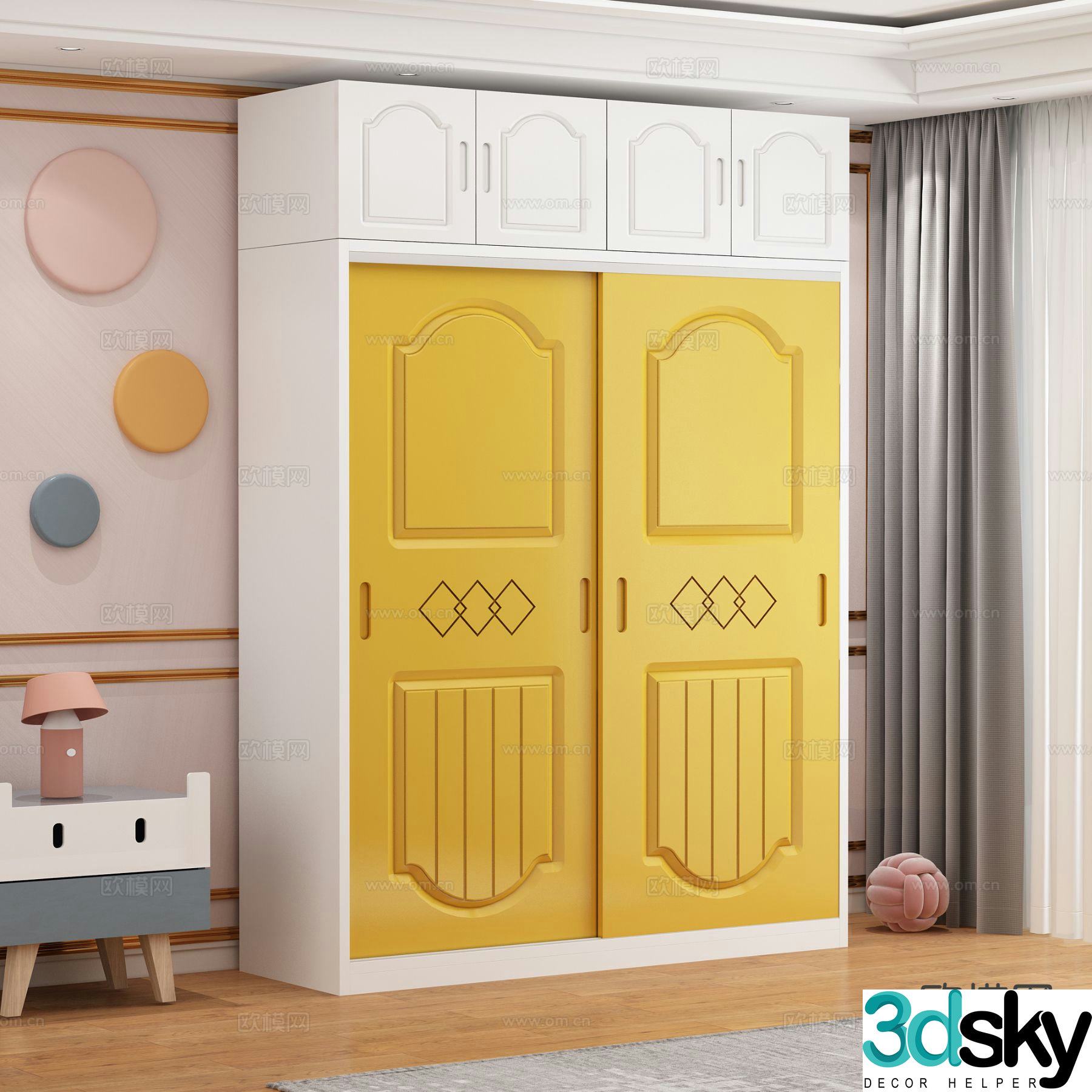 Simple European children’s wardrobe 3D model