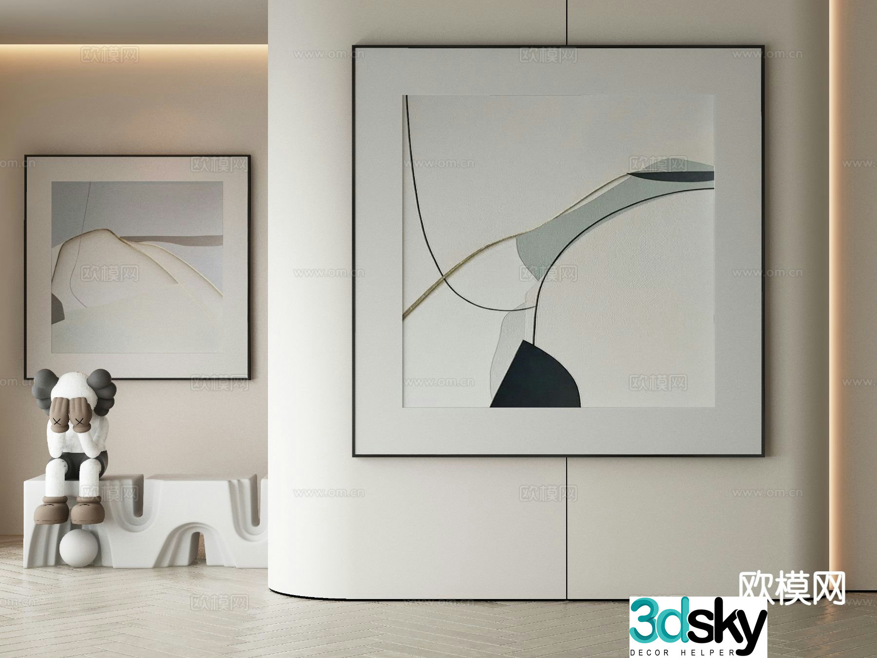 Modern decorative painting hanging painting abstract painting 3d model