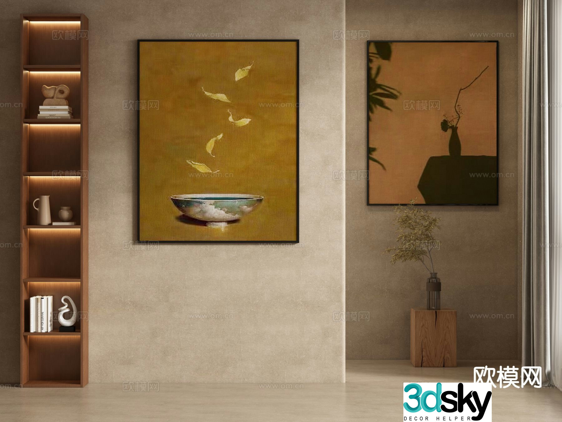 Medieval style art painting decorative painting 3d model
