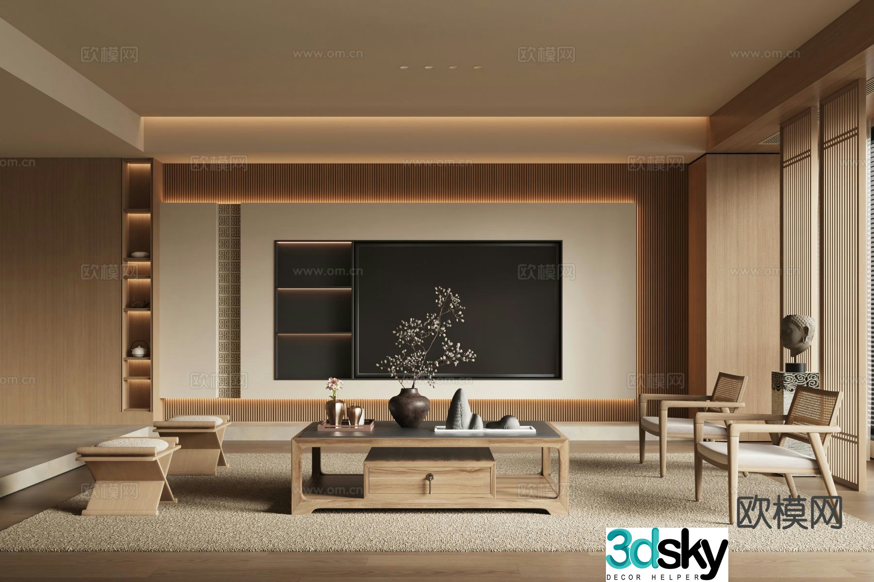 New Chinese style Song style living room 3D model
