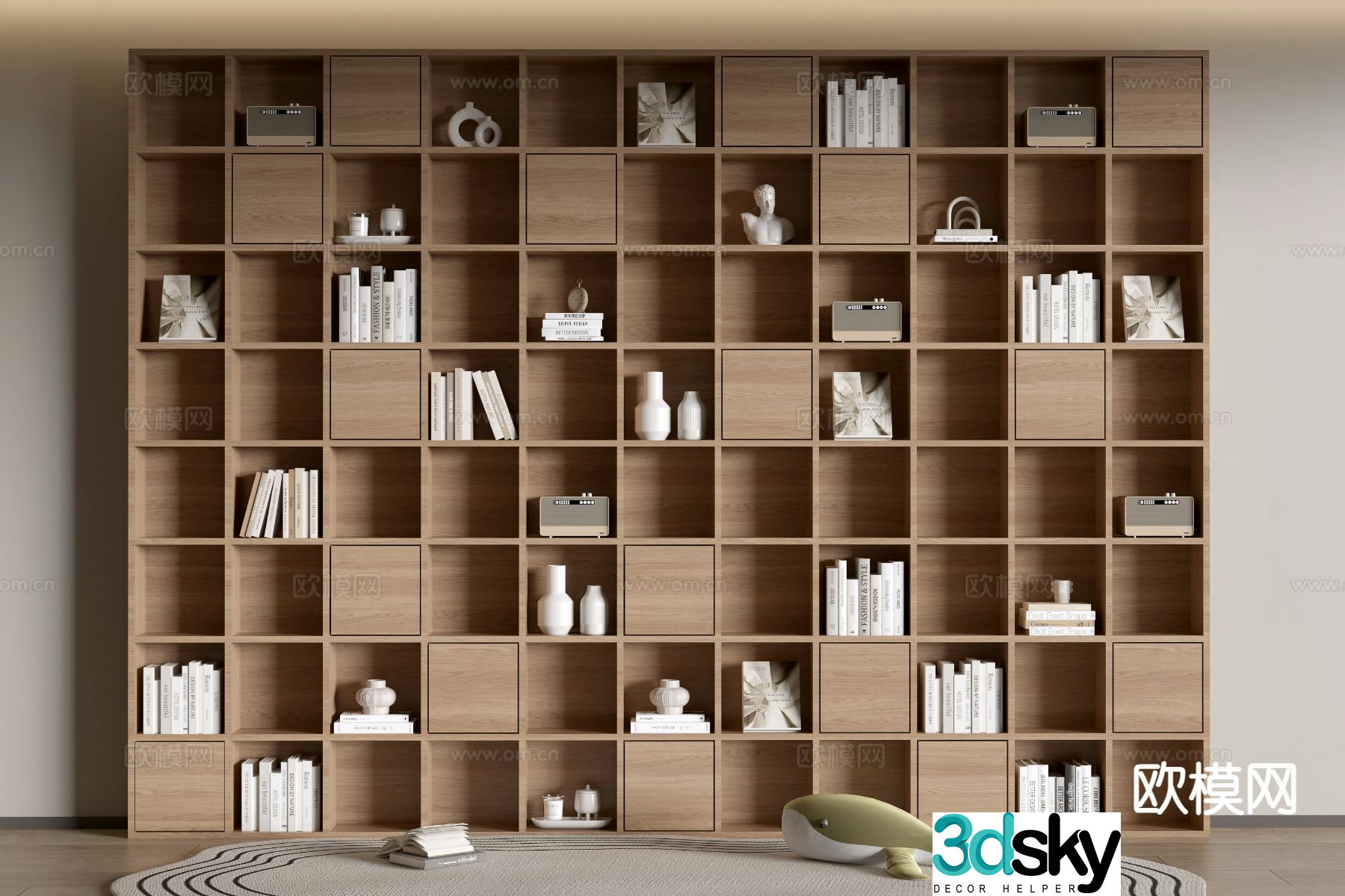 Modern bookcase integrated cabinet 3d model