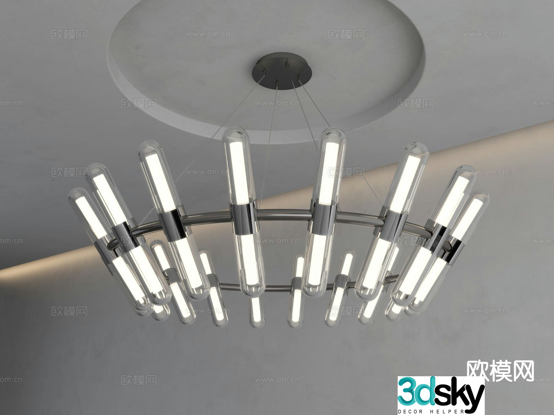 Modern glass chandelier 3d model