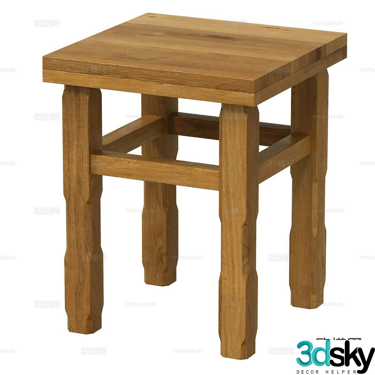 Nordic stool wooden stool 3d model