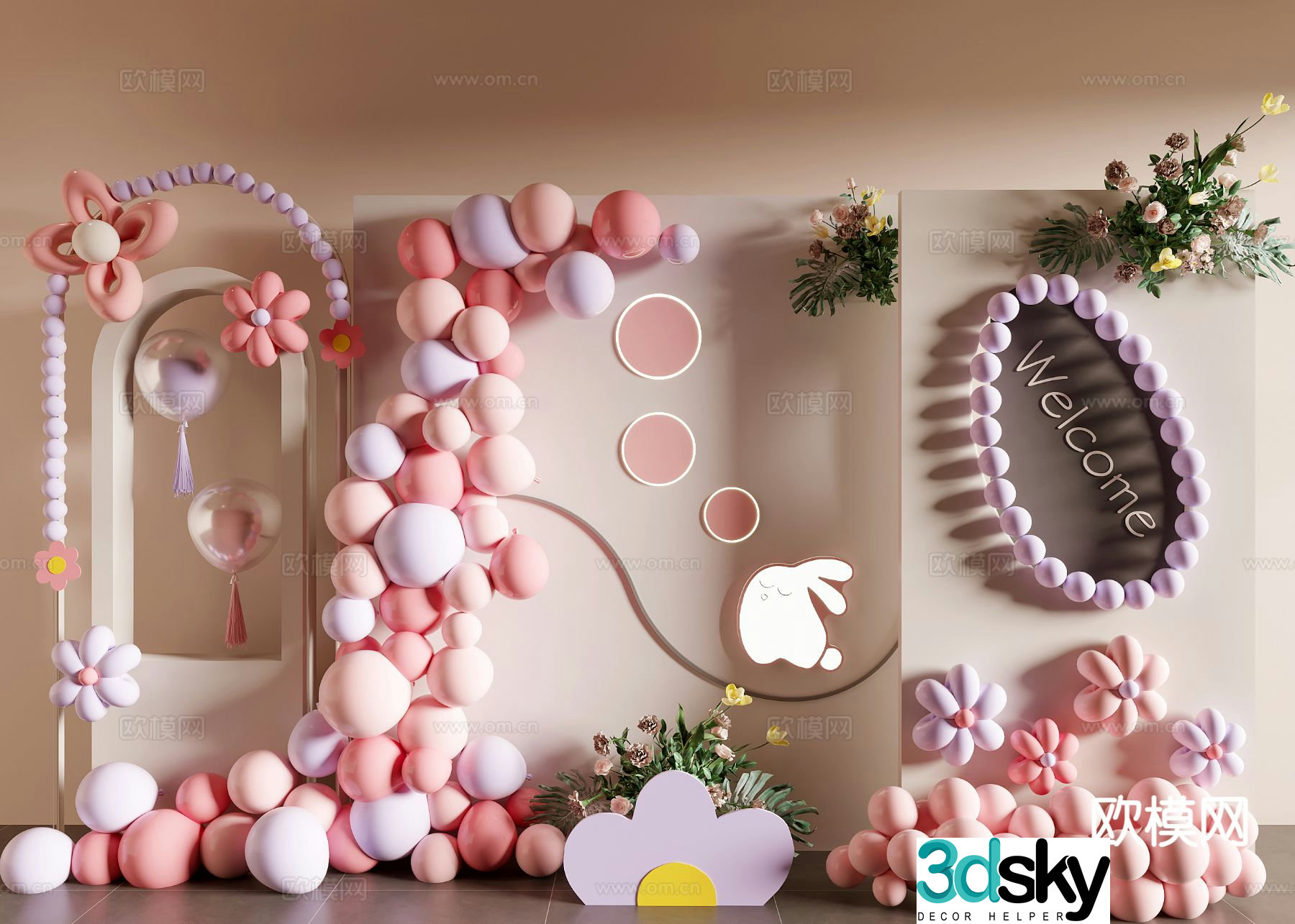 Balloon display photo wall check-in 3D model