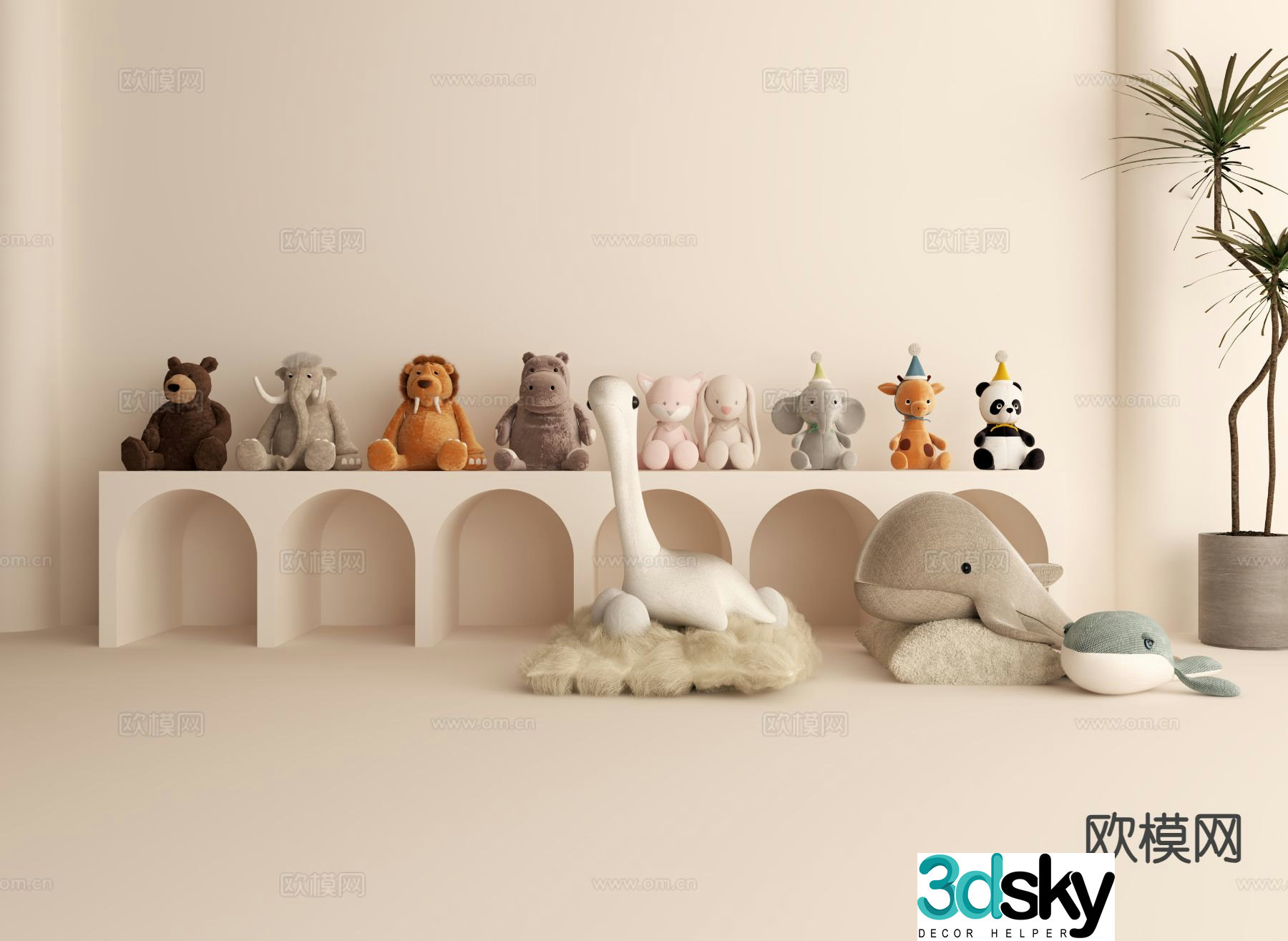 Children’s animal doll toys 3d model