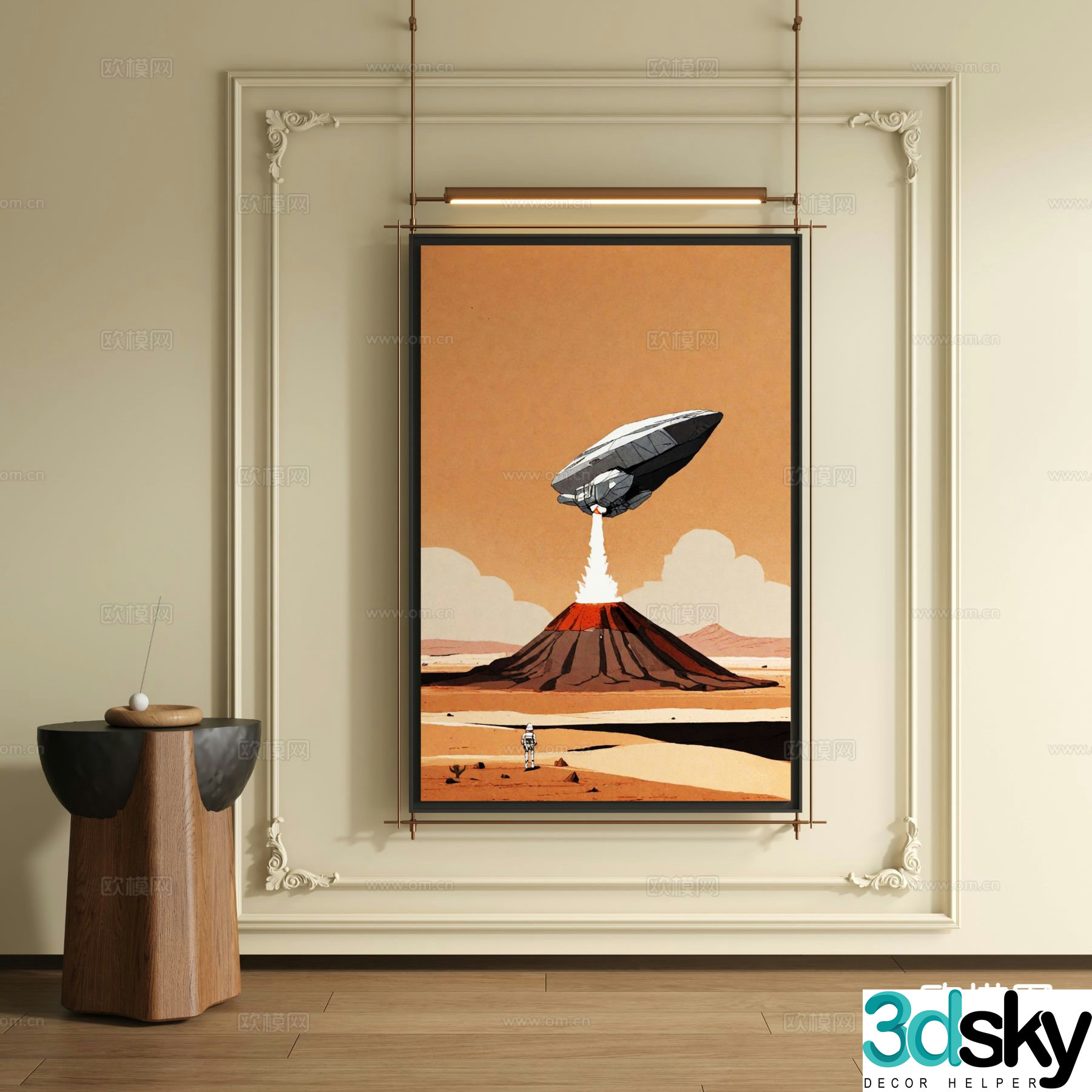 Medieval style art painting decorative painting 3d model