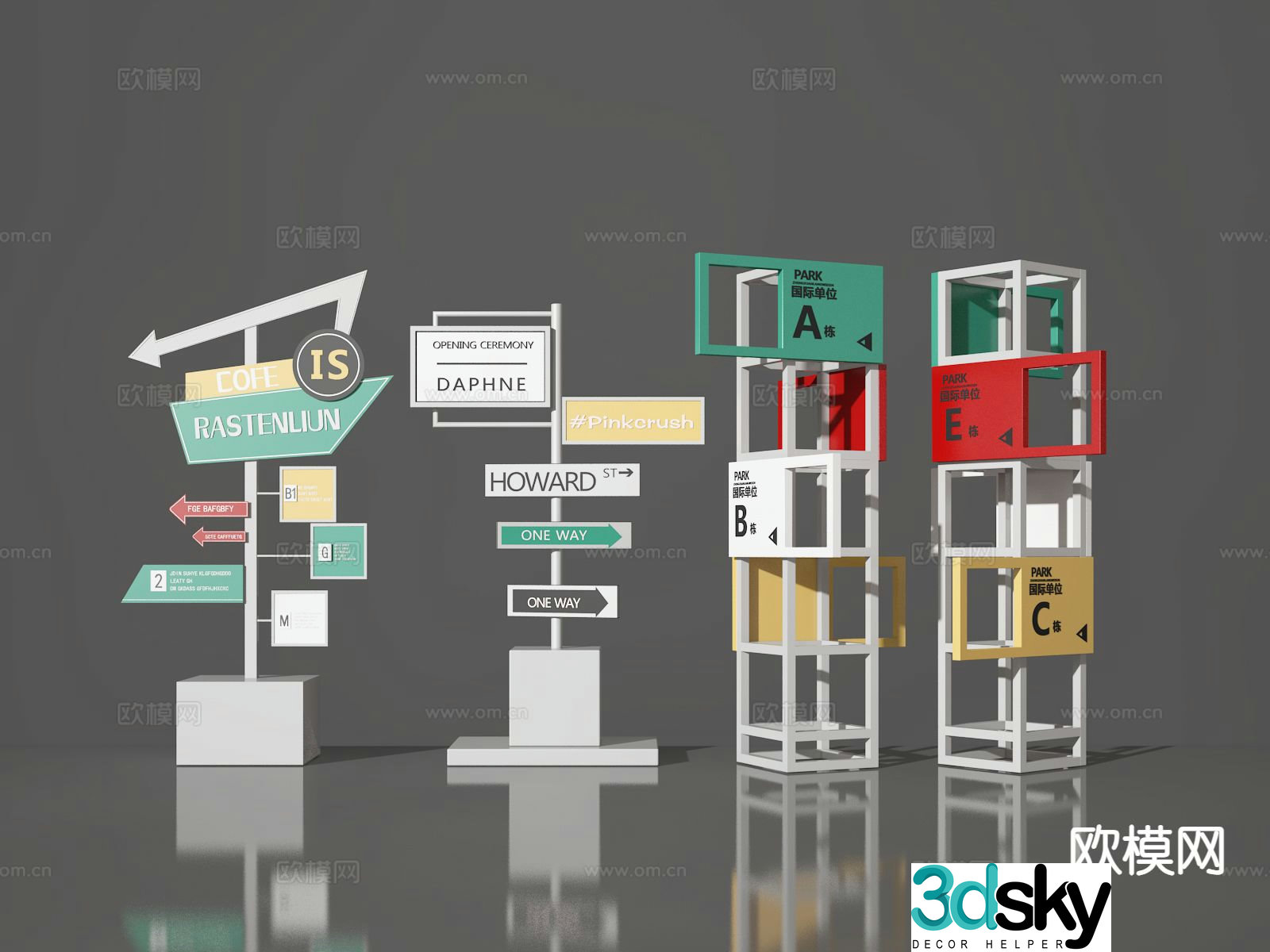 Signage Meichen guide sign 3D model