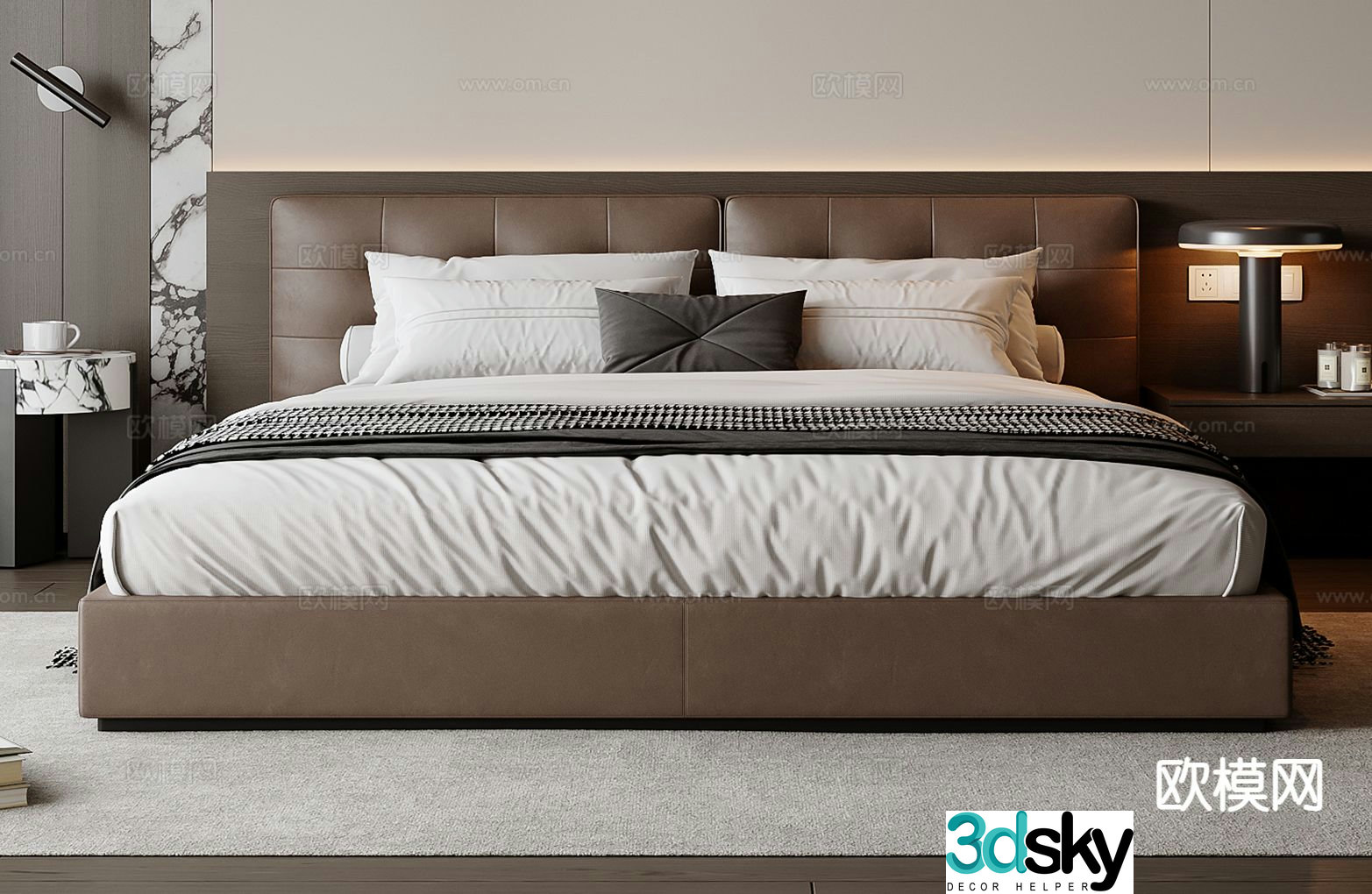 Modern double bed 3d model