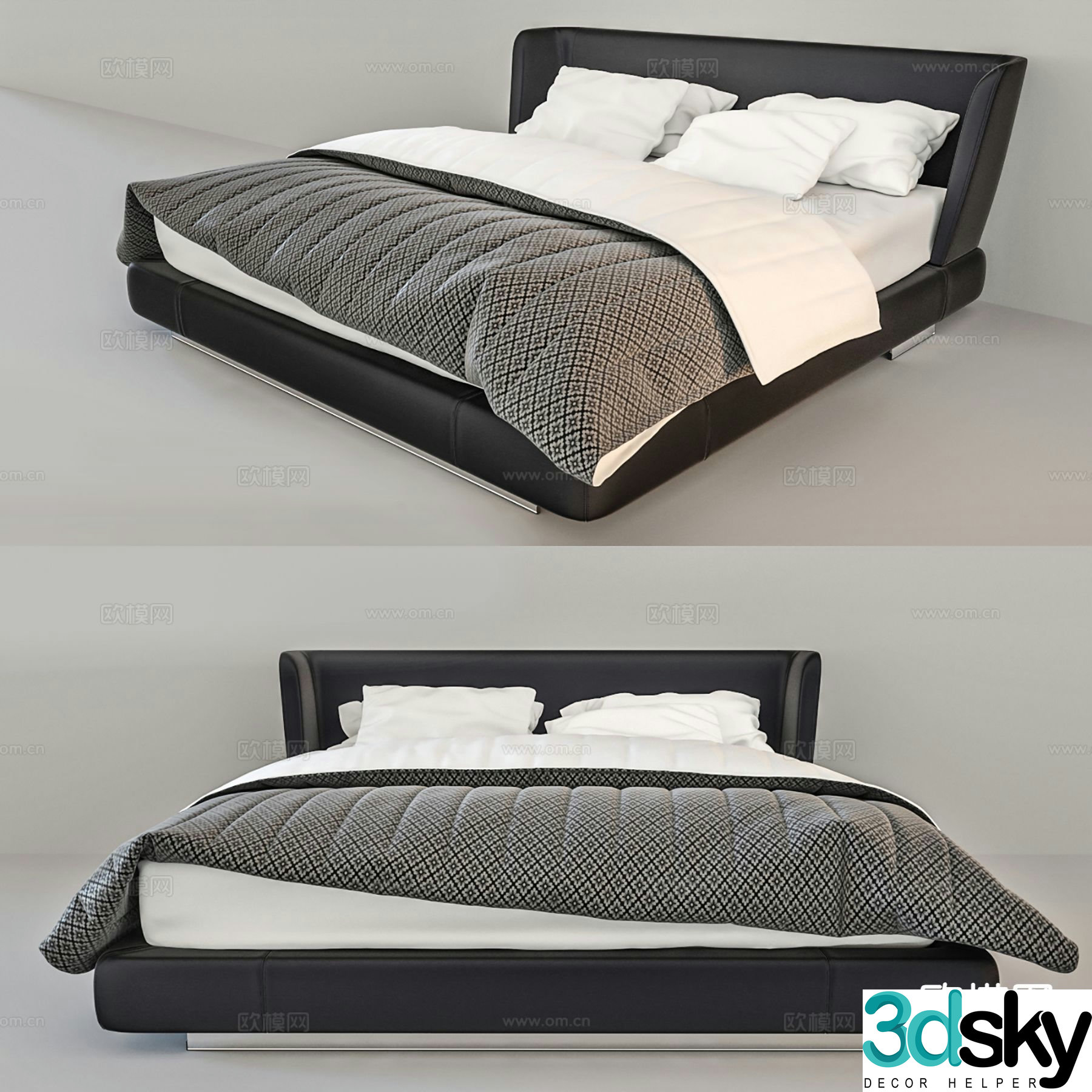 Modern double bed 3d model